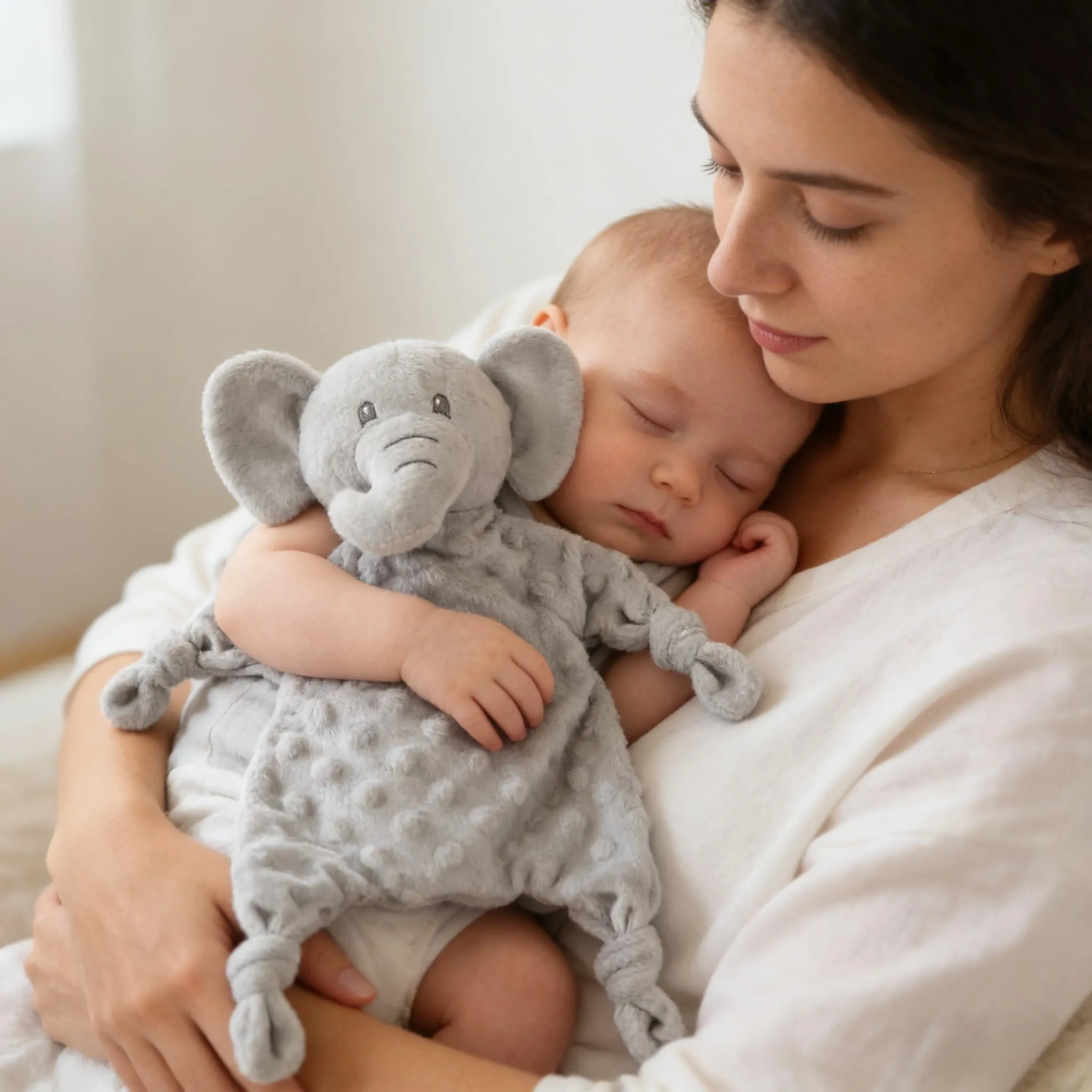 Crevent - Copertina di sicurezza in morbido peluche, per neonati e bambini, per compleanni e baby shower, con animaletto (elefante) - immagine 2