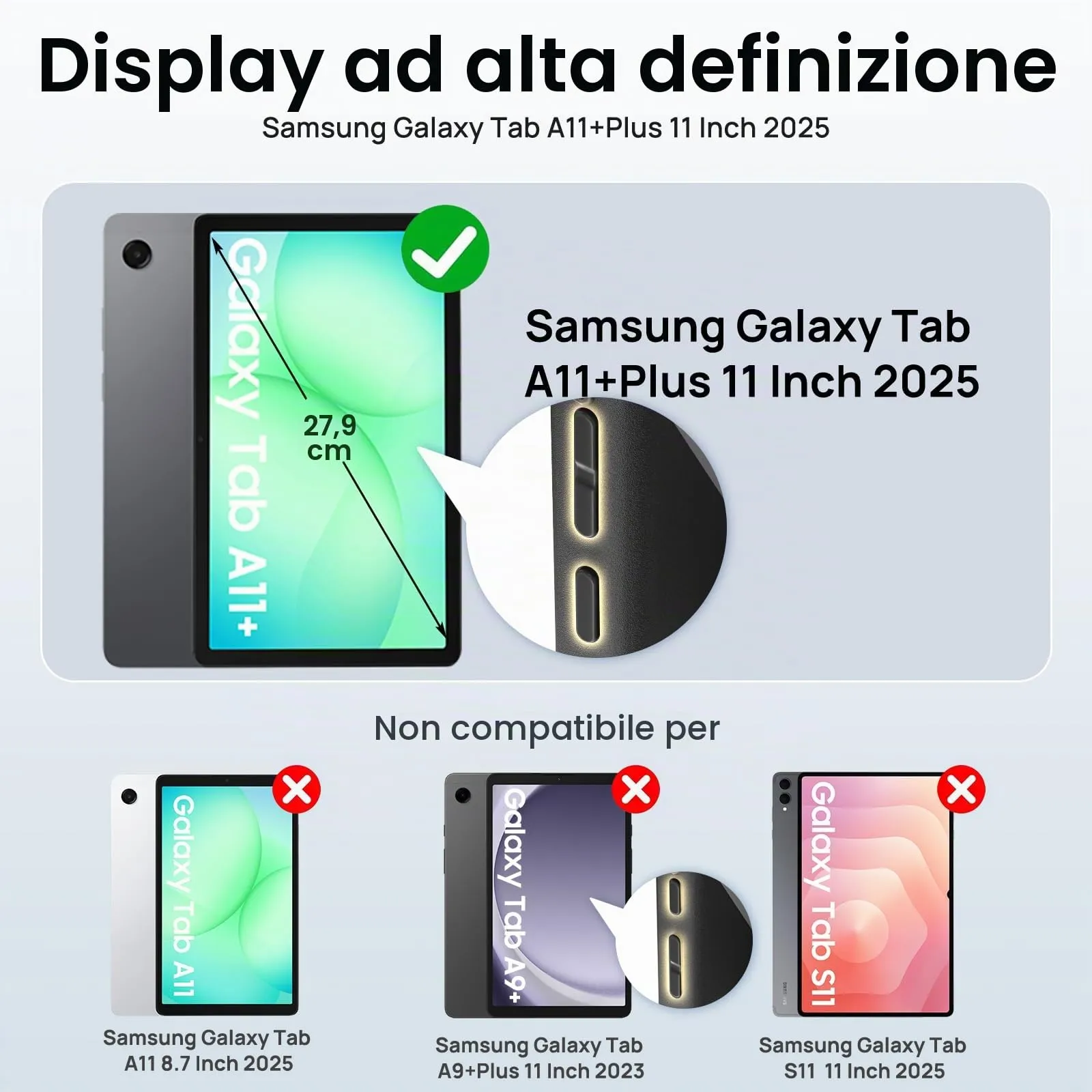Gerutek Cover per Samsung Galaxy Tab A11+ / A11 Plus 11 Pollici, Nero - immagine 2
