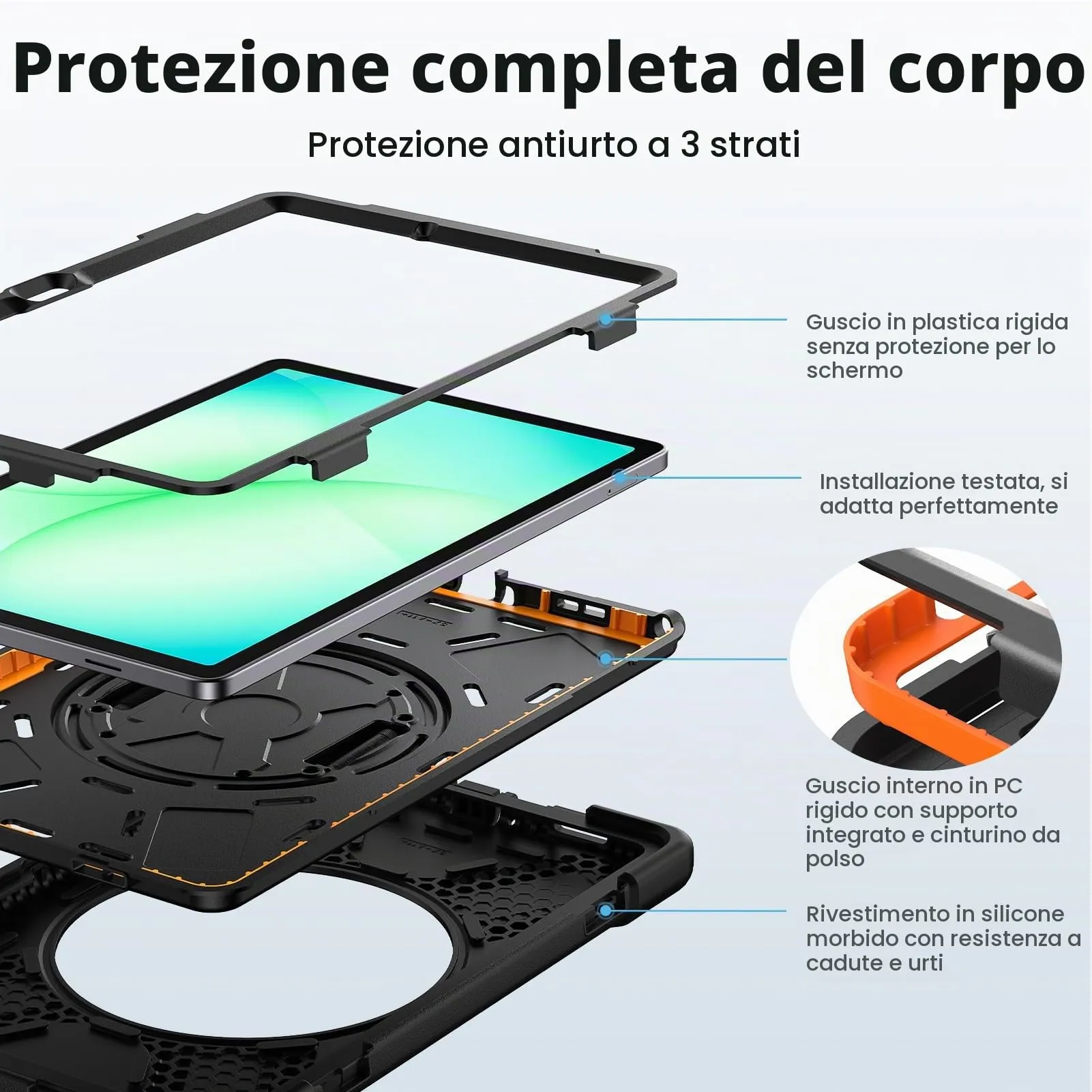 Gerutek Cover per Samsung Galaxy Tab A11+ / A11 Plus 11 Pollici, Nero - immagine 4