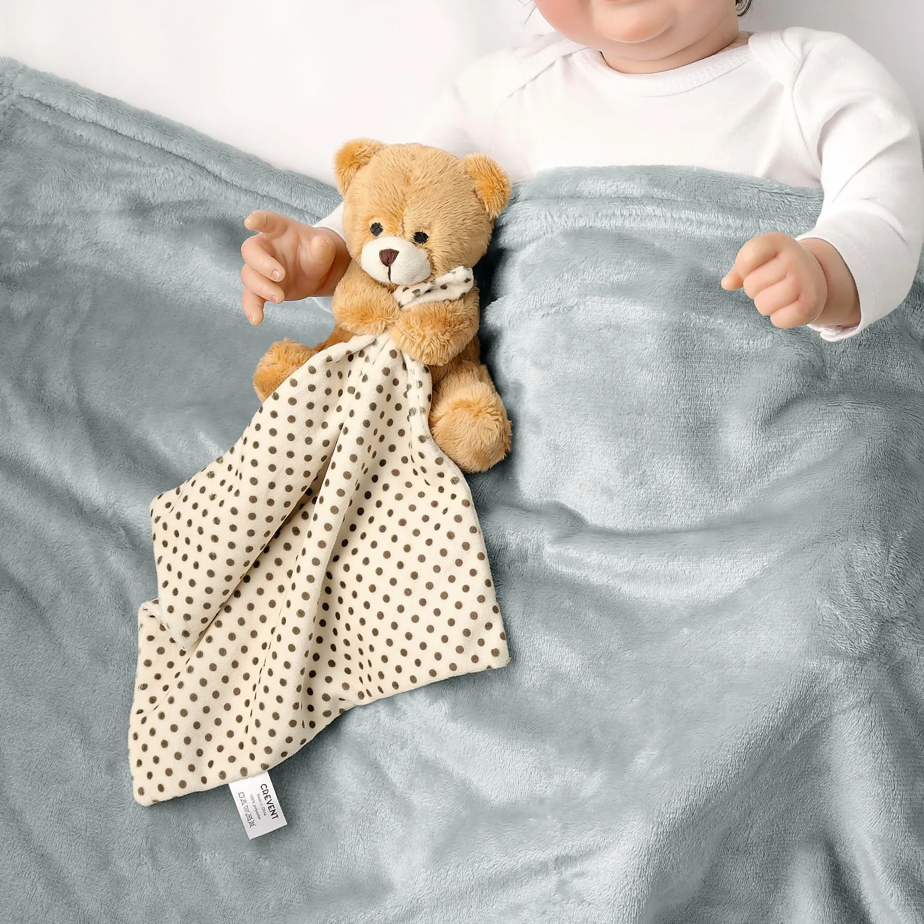 Crevent - Copertina di sicurezza in morbido peluche, per neonati e bambini, per compleanni e baby shower, con animaletto (orsetto coccolone marrone) - immagine 2