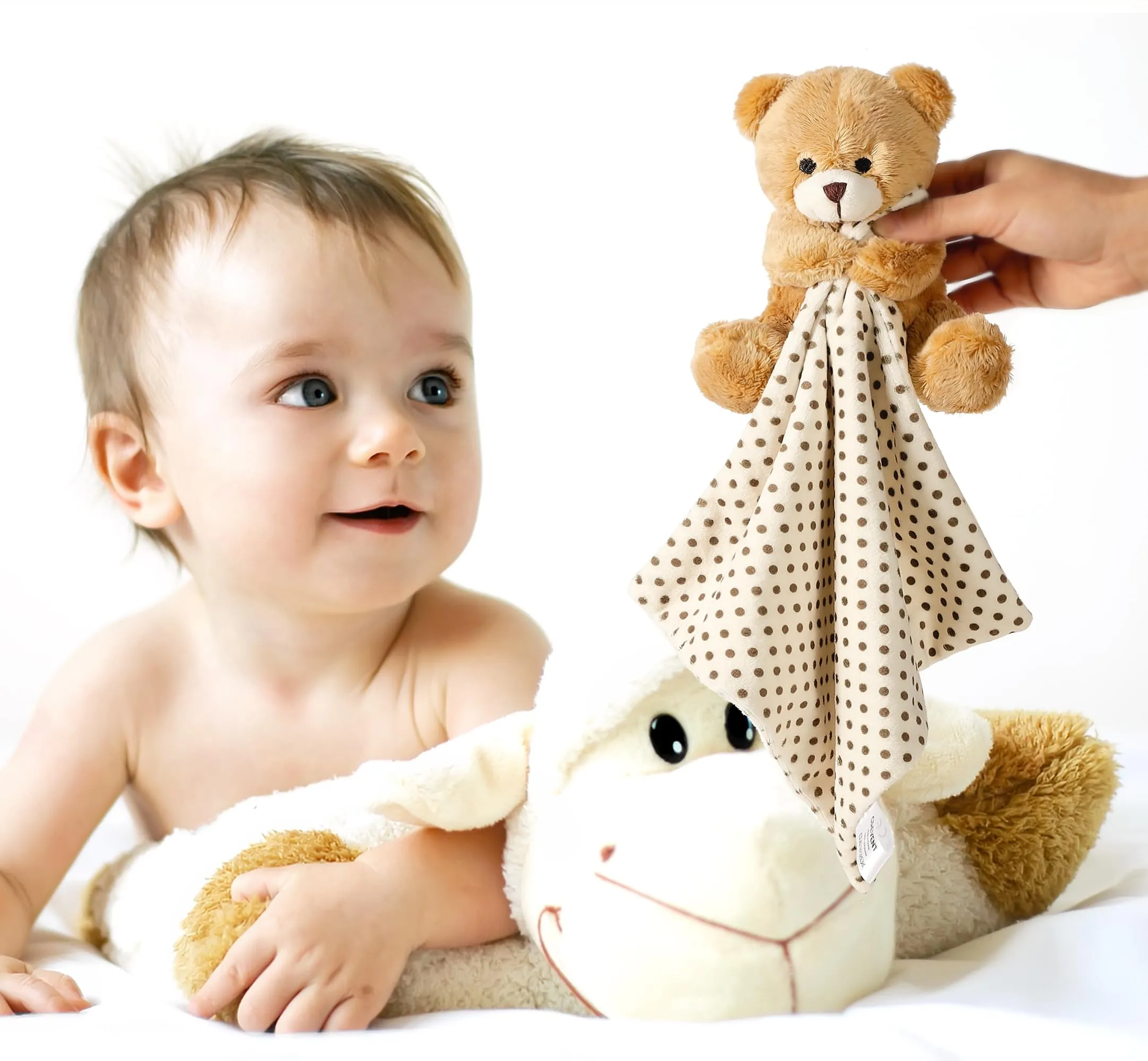 Crevent - Copertina di sicurezza in morbido peluche, per neonati e bambini, per compleanni e baby shower, con animaletto (orsetto coccolone marrone) - immagine 3