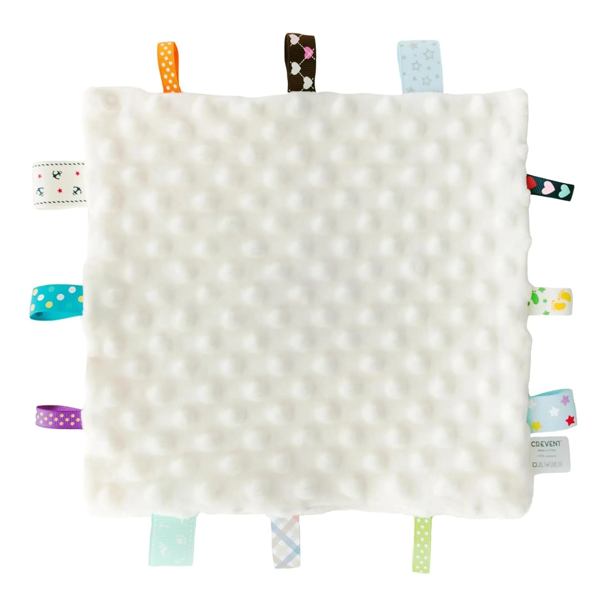 CREVENT Coperte di Sicurezza con Etichette per Bambini, Morbida Piccola Coperta Sensoriale e di Coccole, Ottimi Regali per Compleanno e Baby Shower – 24X24cm/10X10 Verde + Avorio - immagine 6