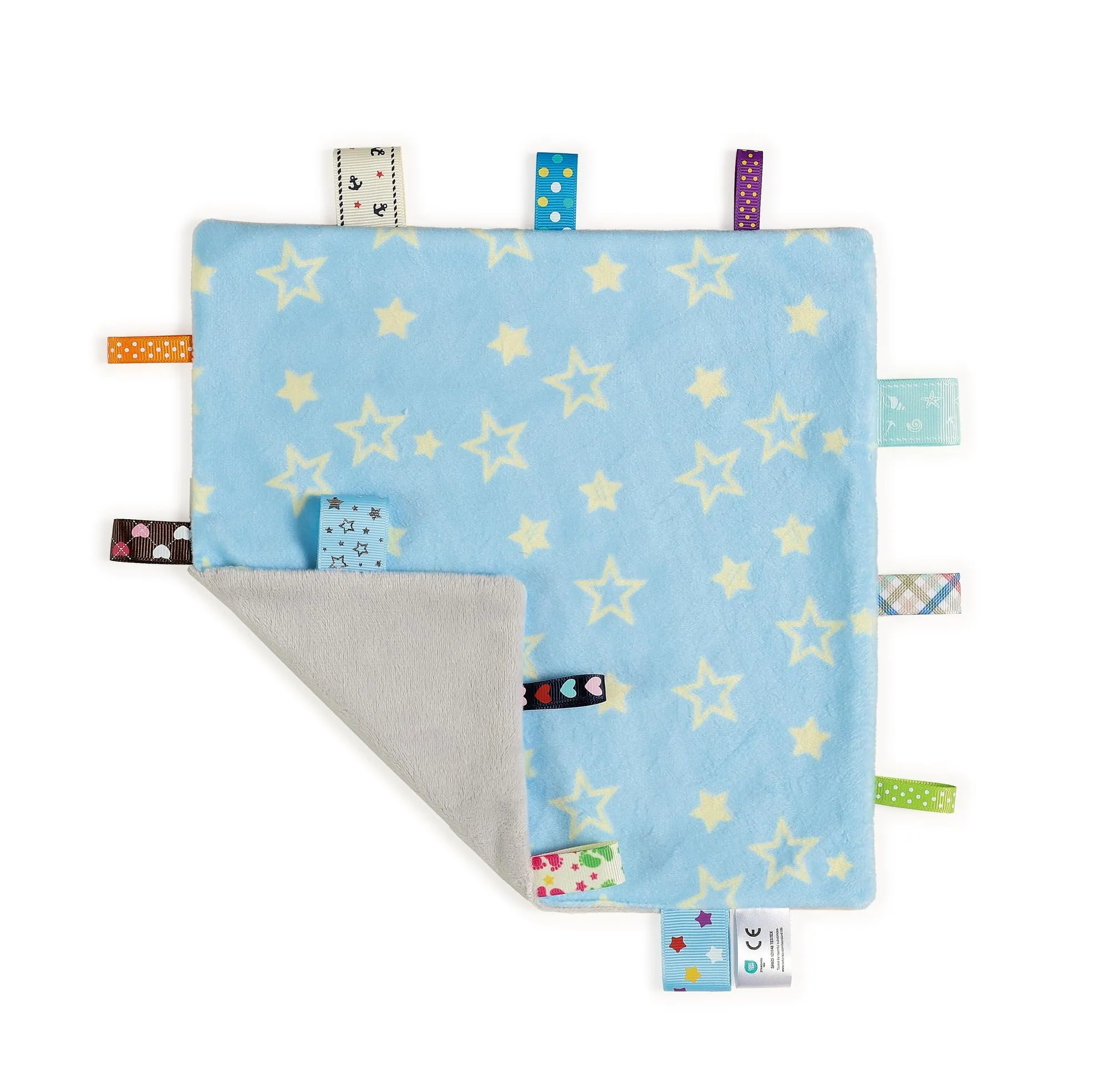 CREVENT Etichette - Coperta di Sicurezza per Bambini, Morbida Piccola Coperta Sensoriale e Confortevole, Ottimi Regali per Compleanno e Festa per Neonati – 24X24cm/10 X10 Rosa Stella + Stella Blu + - immagine 4