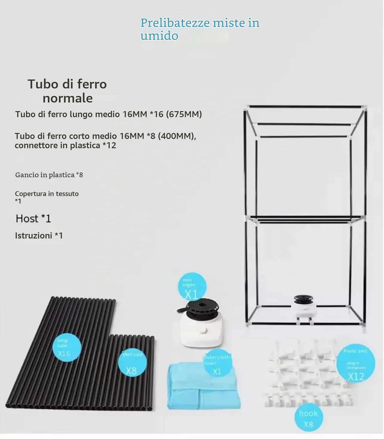 Asciugabiancheria Elettrico Portatile, 900W, Timer 180 Minuti, Capacità 30kg, Struttura in Acciaio Inox, Blu - immagine 2