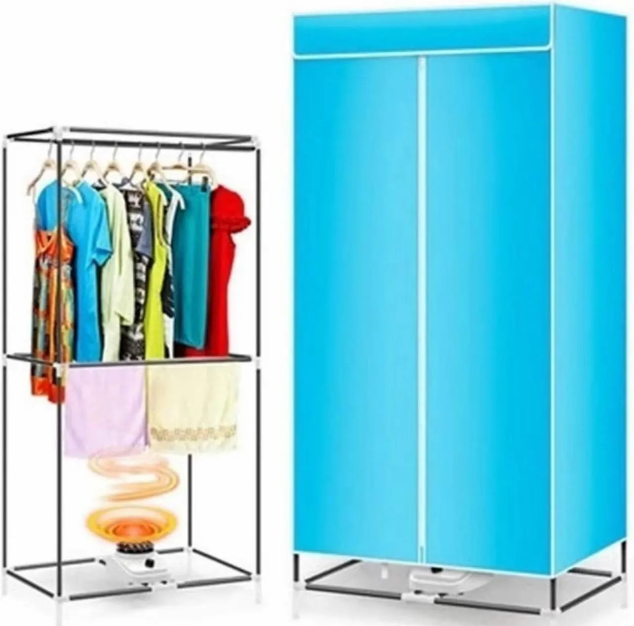 Asciugabiancheria Elettrico Portatile, 900W, Timer 180 Minuti, Capacità 30kg, Struttura in Acciaio Inox, Blu - immagine 6