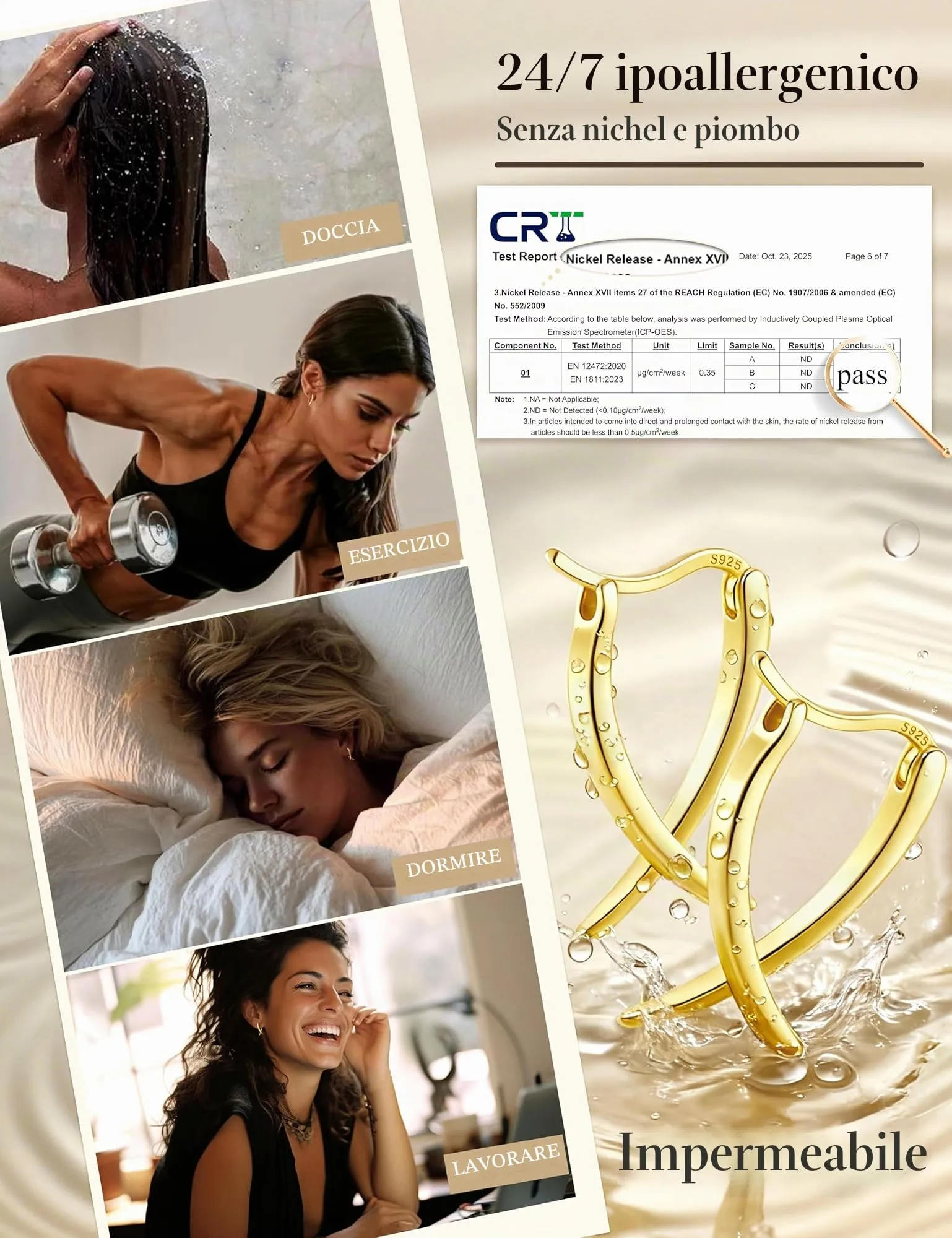 Diamday Orecchini Donna, Orecchini Cerchio, Agli in argento 925 - immagine 3