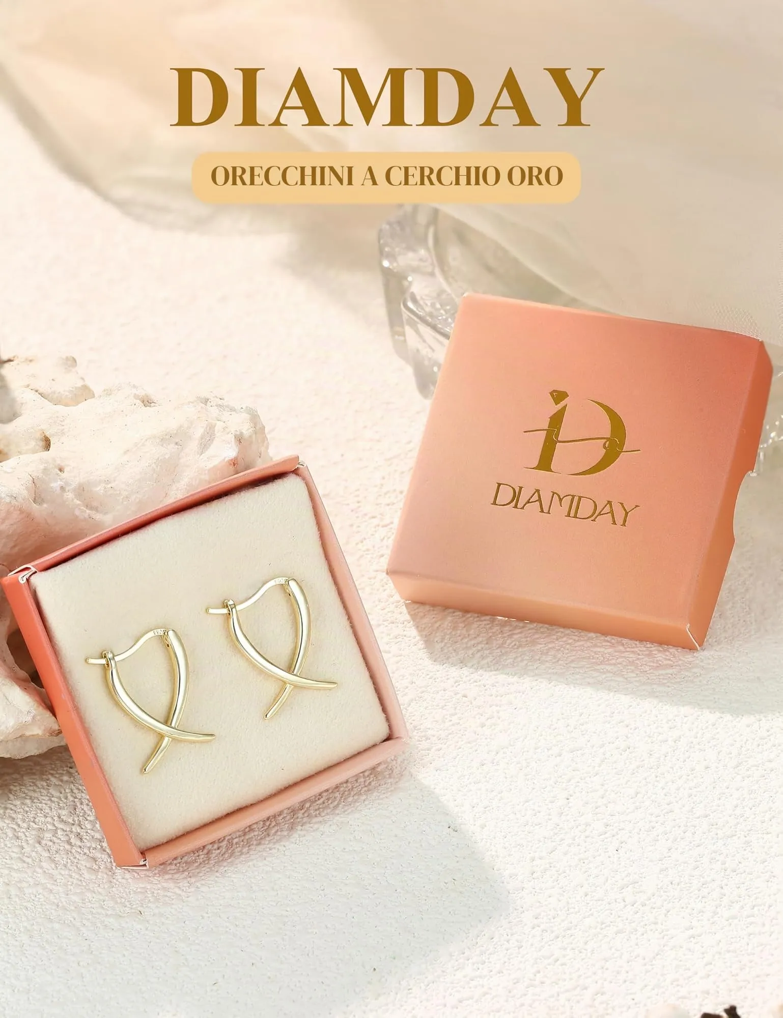 Diamday Orecchini Donna, Orecchini Cerchio, Agli in argento 925 - immagine 6