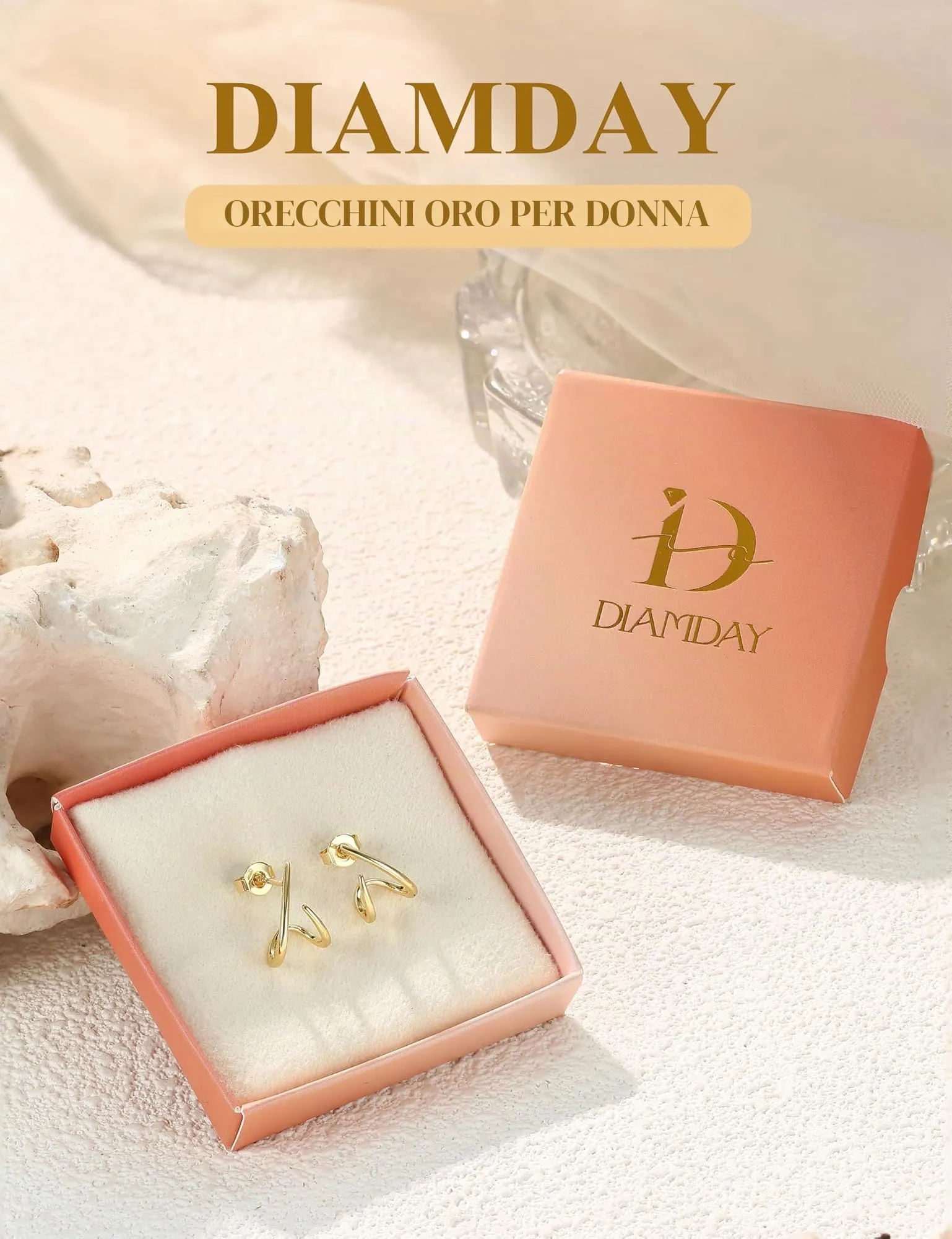 Diamday Orecchini Donna, Orecchini Cerchio, Agli in argento 925 - immagine 6