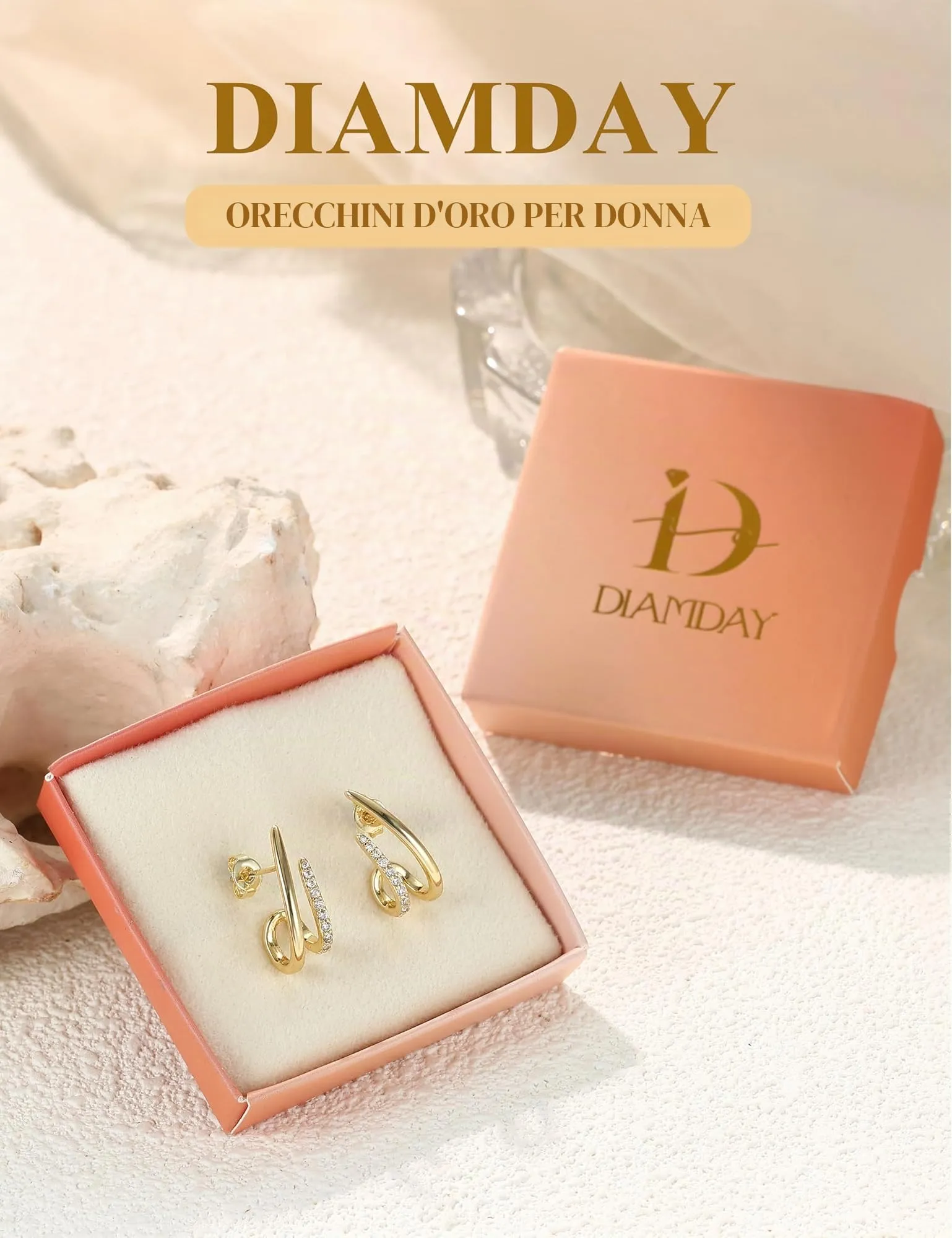 Diamday Orecchini Donna, Orecchini Cerchio, Agli in argento 925 - immagine 6