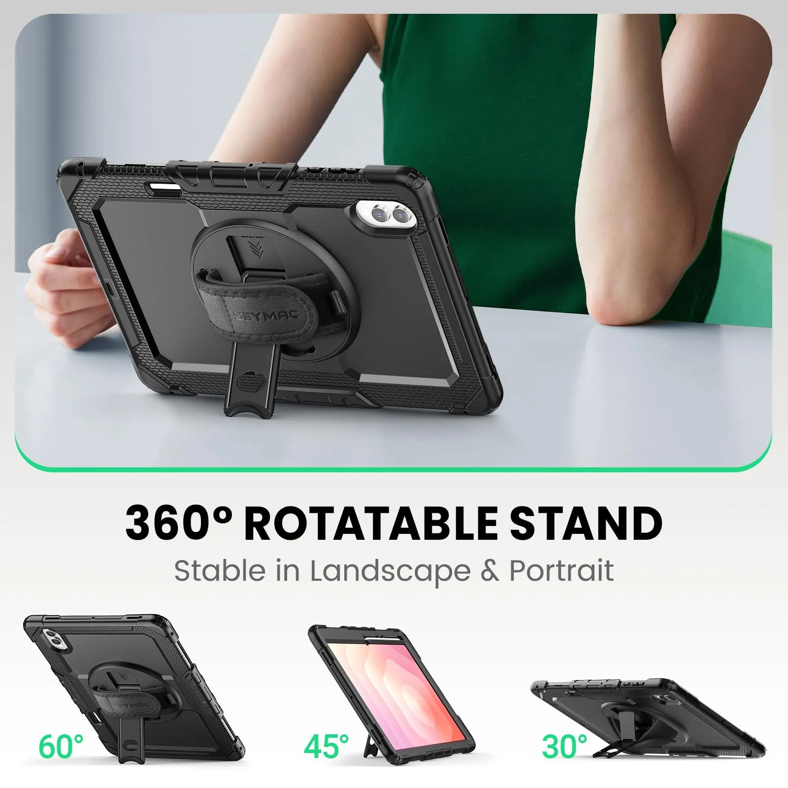 SEYMAC Cover per Samsung Galaxy Tab S12 Ultra /S11 Ultra 14,6 Pollici, Nero - immagine 4