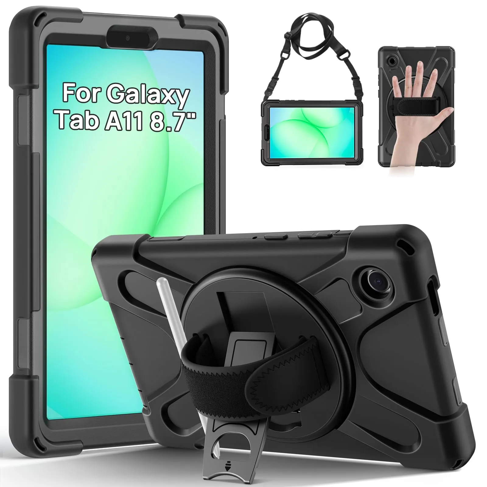 Gerutek Cover per Samsung Galaxy Tab A11 8,7 Pollici 2025, Nero - immagine 1