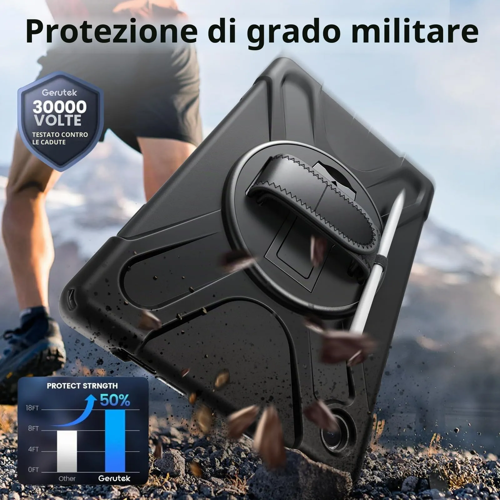 Gerutek Cover per Samsung Galaxy Tab A11 8,7 Pollici 2025, Nero - immagine 3