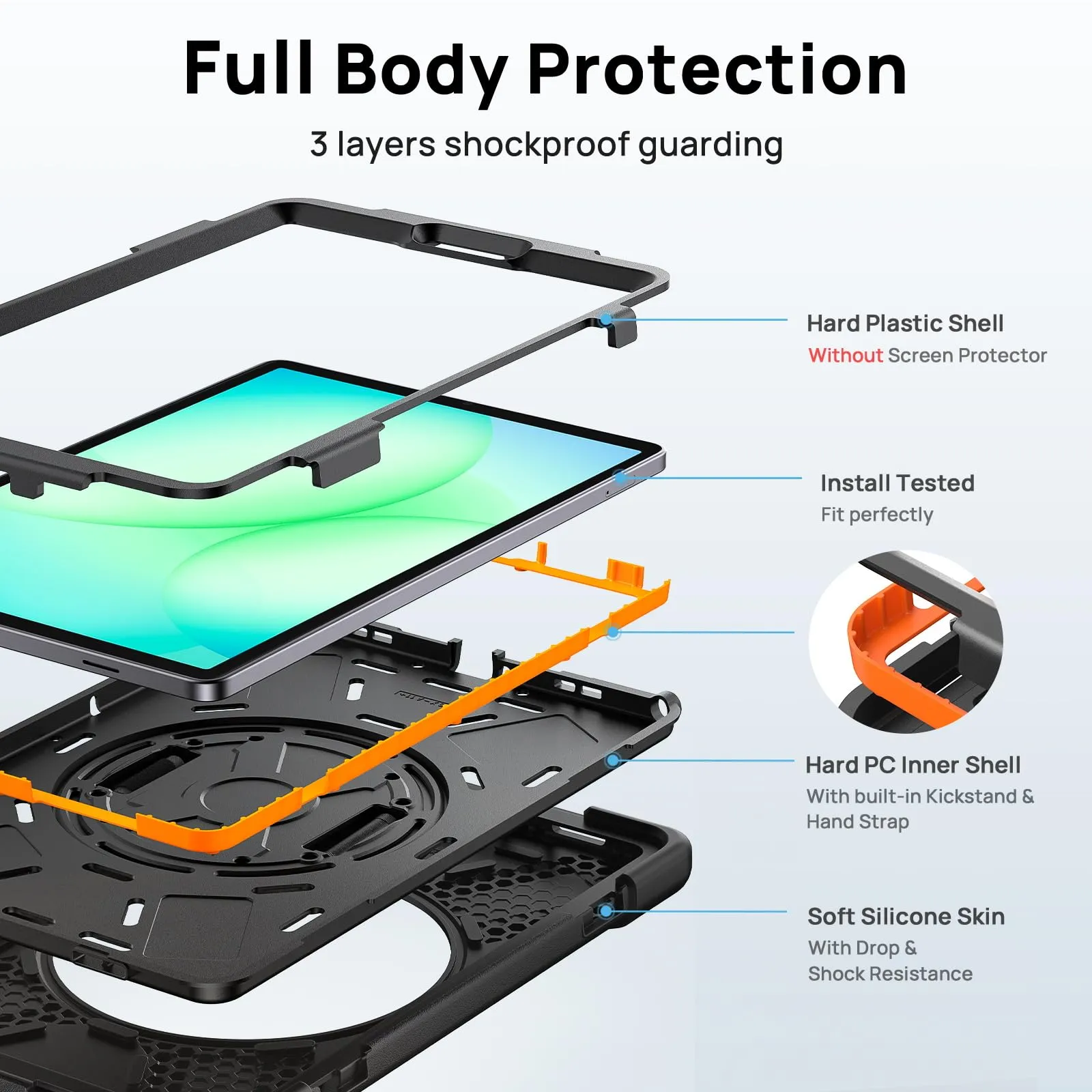 Gerutek Cover per Samsung Galaxy Tab A11 8,7 Pollici 2025, Nero - immagine 4