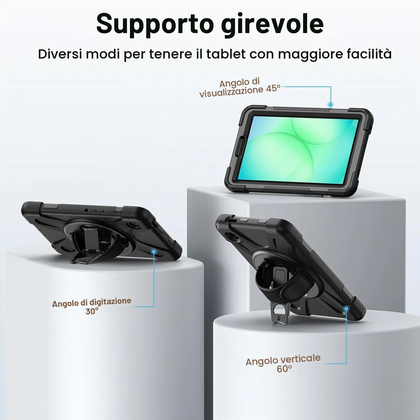 Gerutek Cover per Samsung Galaxy Tab A11 8,7 Pollici 2025, Nero - immagine 6