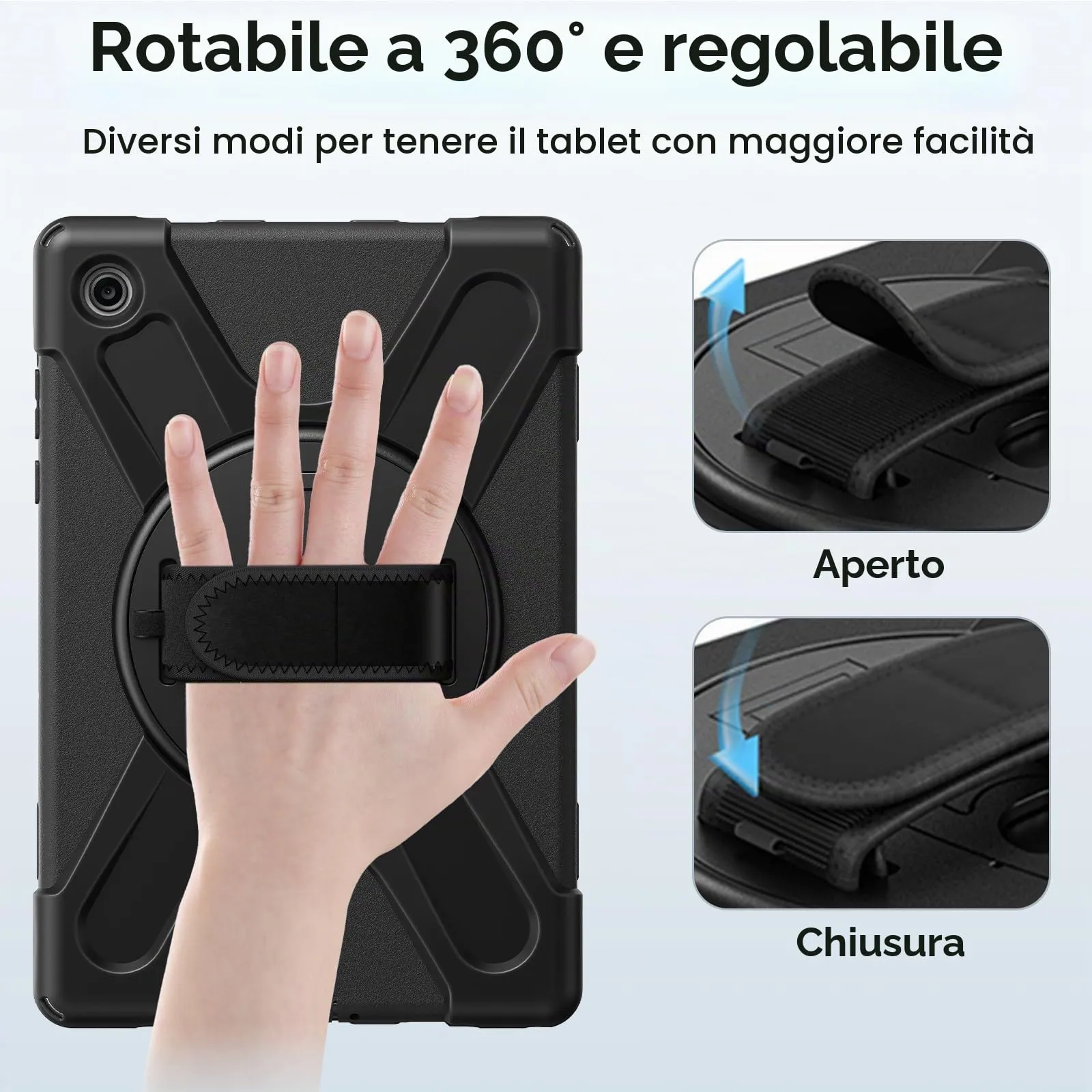 Gerutek Cover per Samsung Galaxy Tab A11 8,7 Pollici 2025, Nero - immagine 7