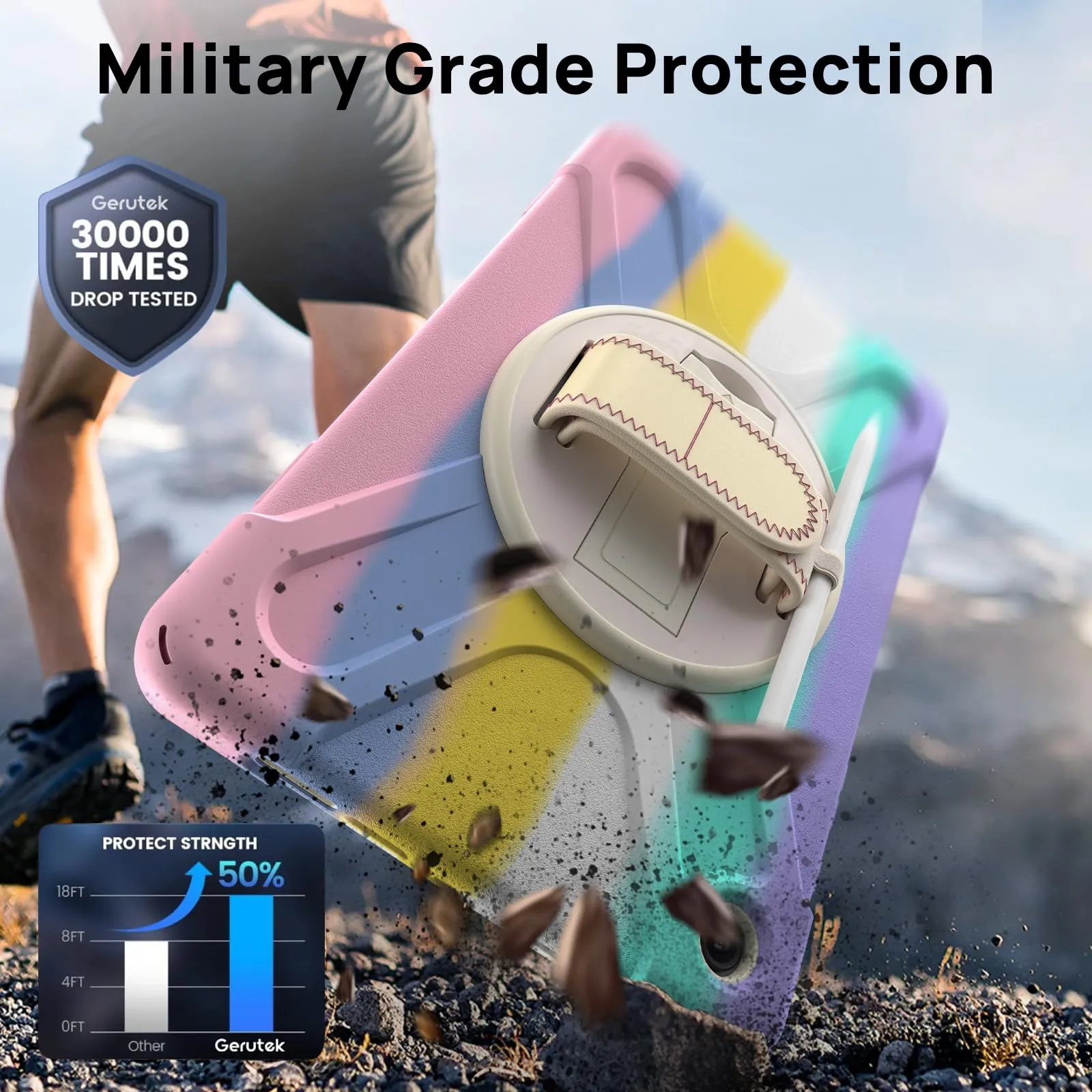 Gerutek Cover per Samsung Galaxy Tab A11 8,7 Pollici 2025, Arcobaleno - immagine 3