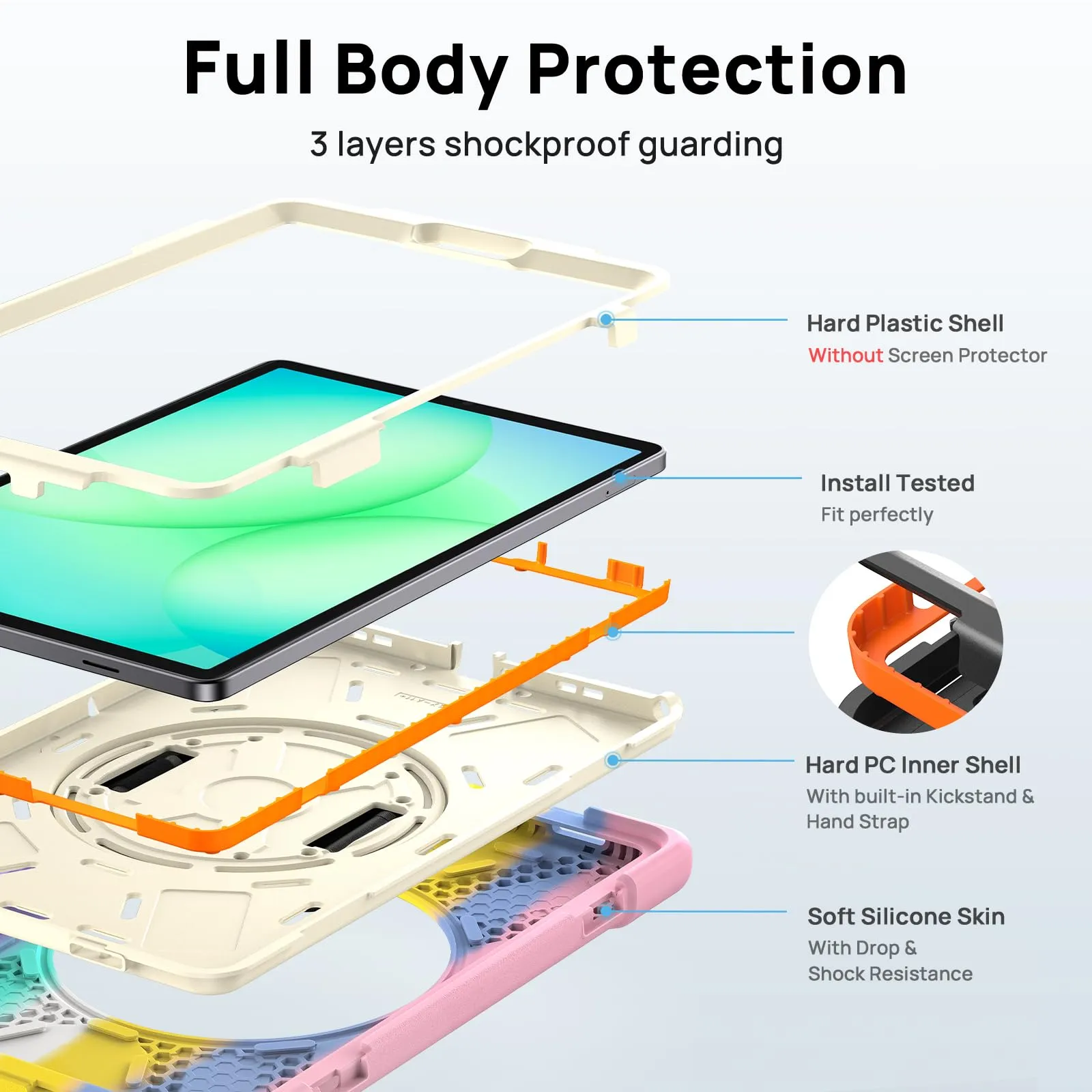Gerutek Cover per Samsung Galaxy Tab A11 8,7 Pollici 2025, Arcobaleno - immagine 4