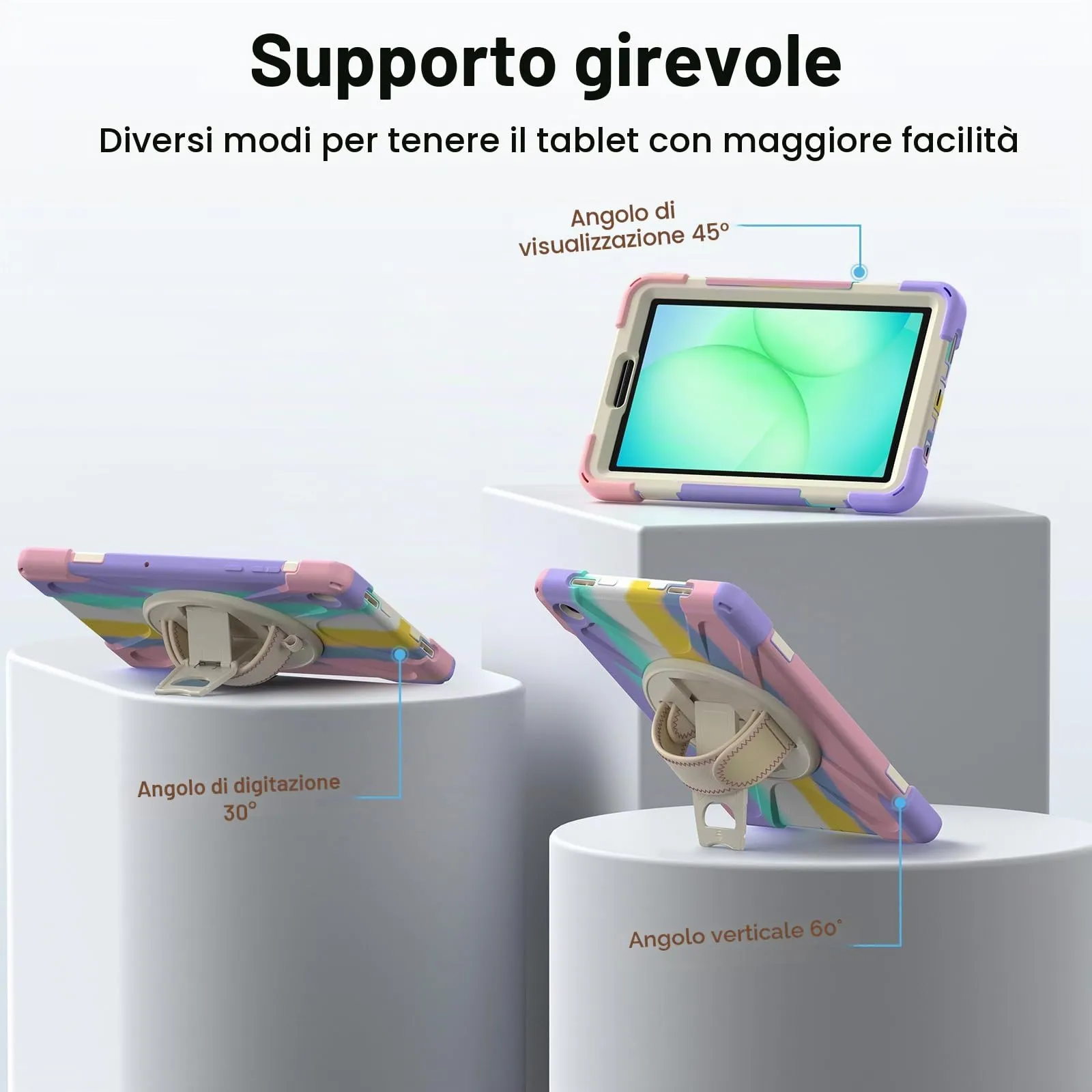 Gerutek Cover per Samsung Galaxy Tab A11 8,7 Pollici 2025, Arcobaleno - immagine 6
