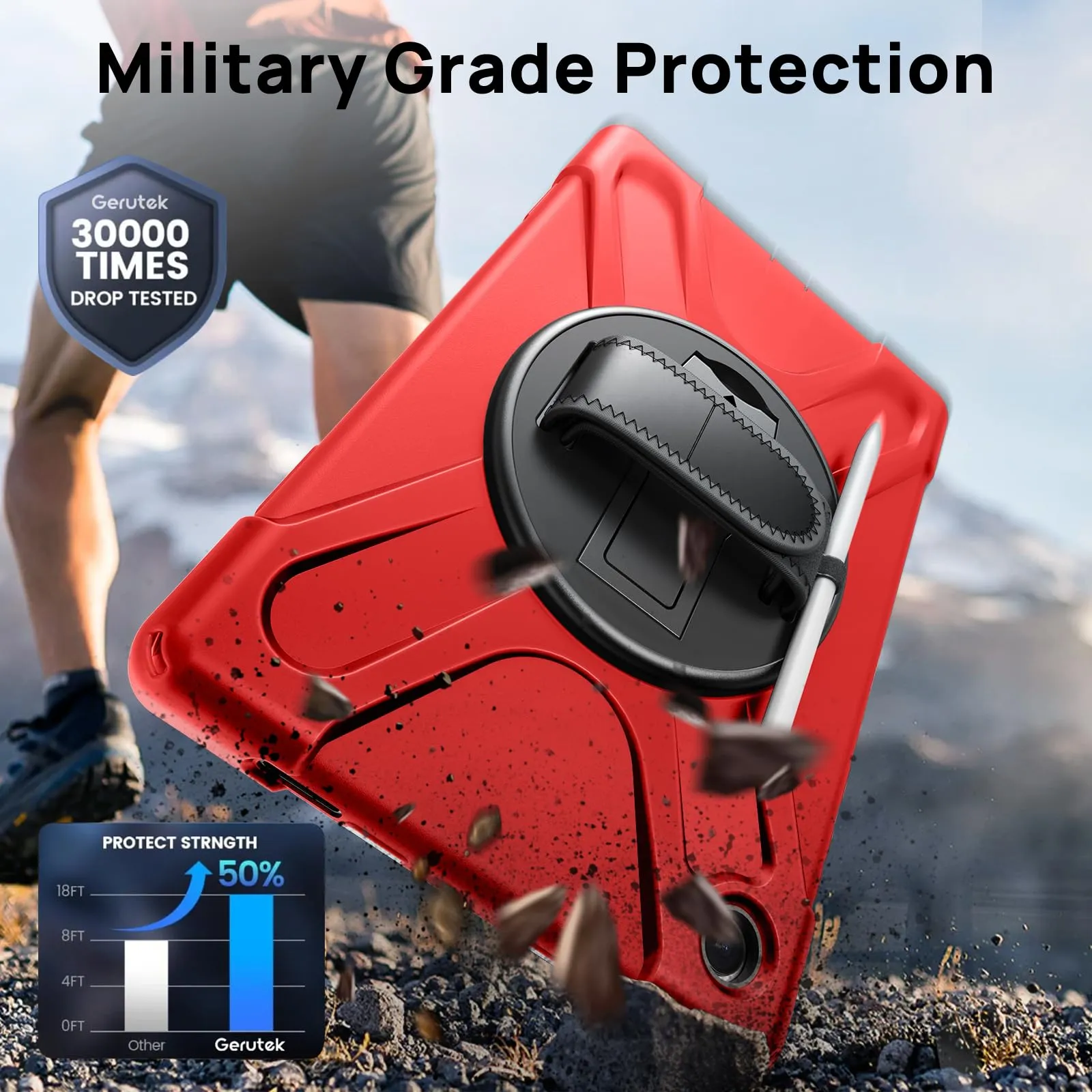 Gerutek Cover per Samsung Galaxy Tab A11 8,7 Pollici 2025, Rosso - immagine 3