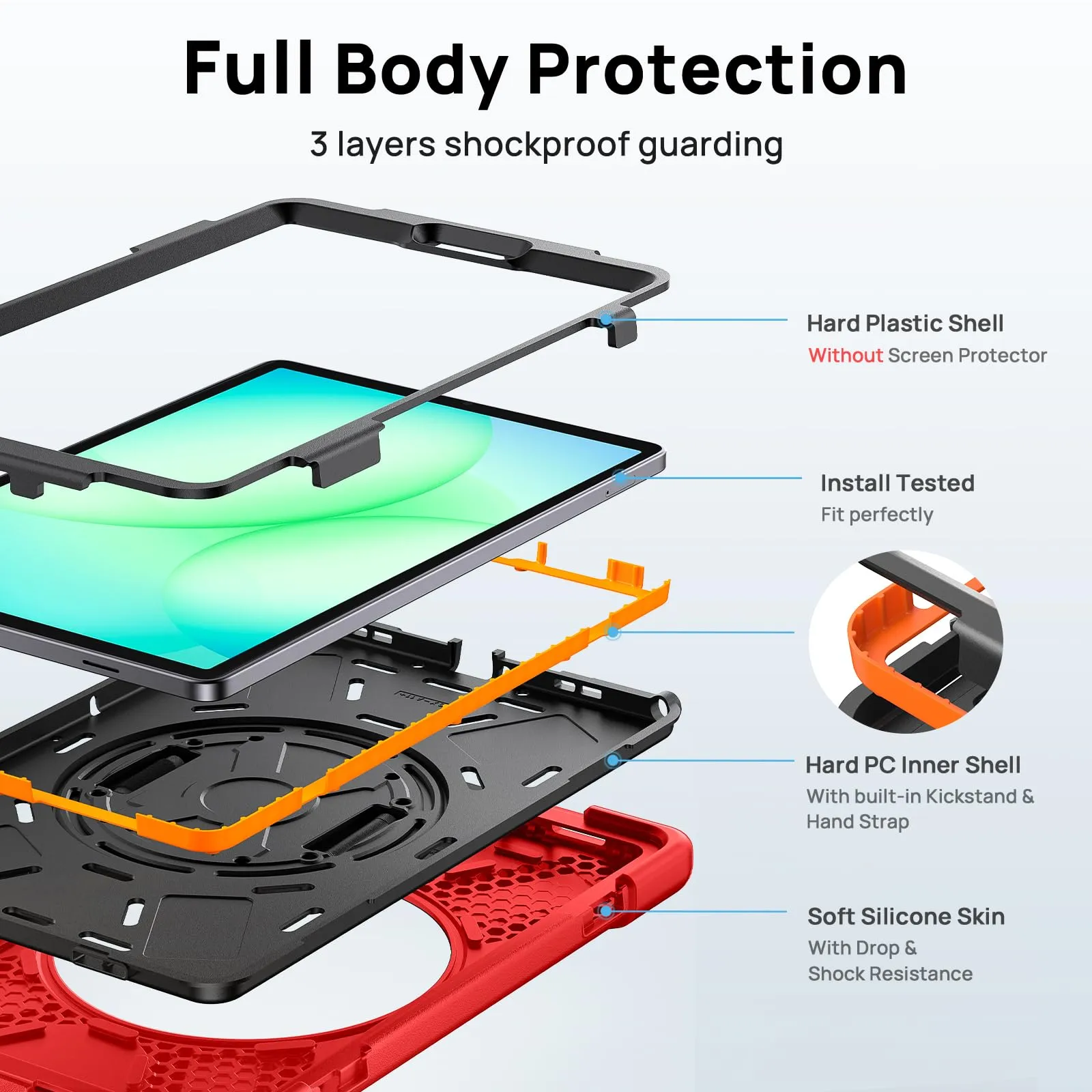 Gerutek Cover per Samsung Galaxy Tab A11 8,7 Pollici 2025, Rosso - immagine 4