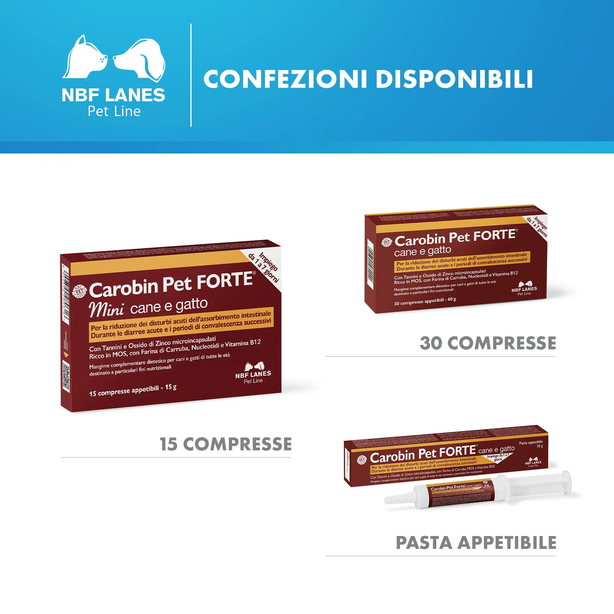 NBF Lanes | Carobin Pet Forte Mini Cane Gatto, 15 Compresse Appetibili, Riduzione Disturbi Acuti dell'Assorbimento Intestinale, Diarree Acute, Convalescenza - immagine 6