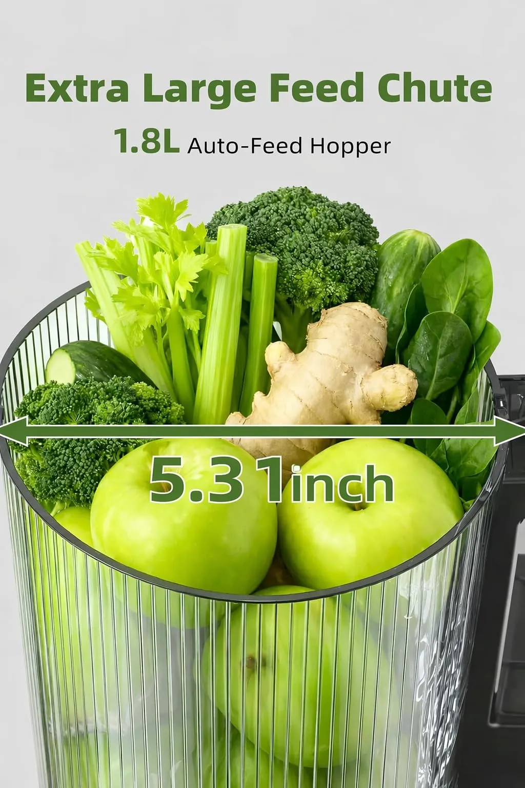 ACOQOOS Estrattore Frutta e Verdura, 132 mm Bocca Extra-Larga, Capacità 1,8 L, Motore da 280 W, BPA Free, Facile da Smontare e Pulire, Nero - immagine 2