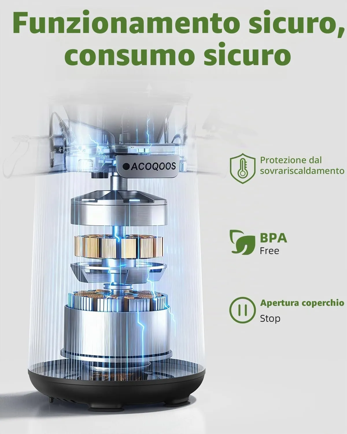ACOQOOS Estrattore Frutta e Verdura, 132 mm Bocca Extra-Larga, Capacità 1,8 L, Motore da 280 W, BPA Free, Facile da Smontare e Pulire, Nero - immagine 5