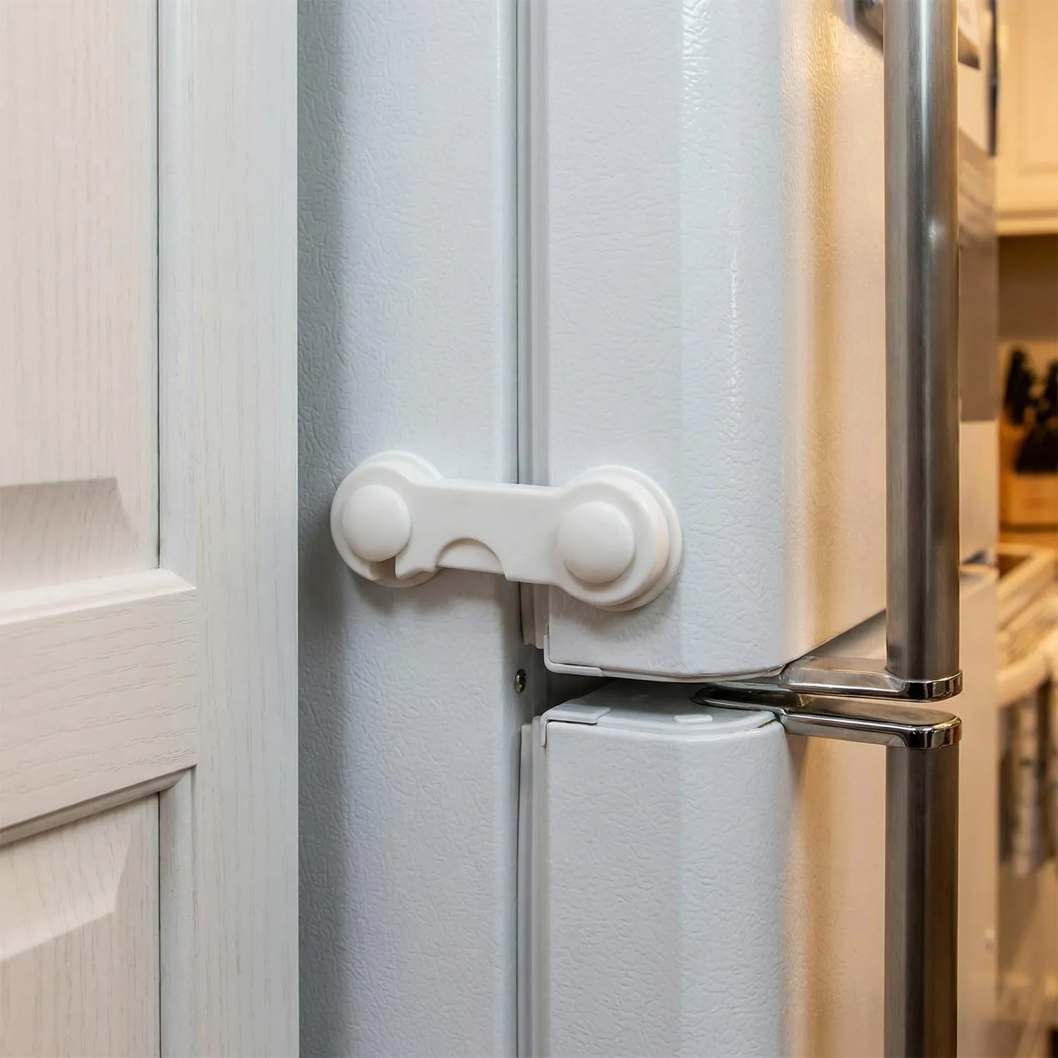 QWORK® 12 Pezzi Blocca sicurezza per Armadietto, Cassetti, Frigoriferi - Sicurezza Domestica in ABS Durevole - immagine 2