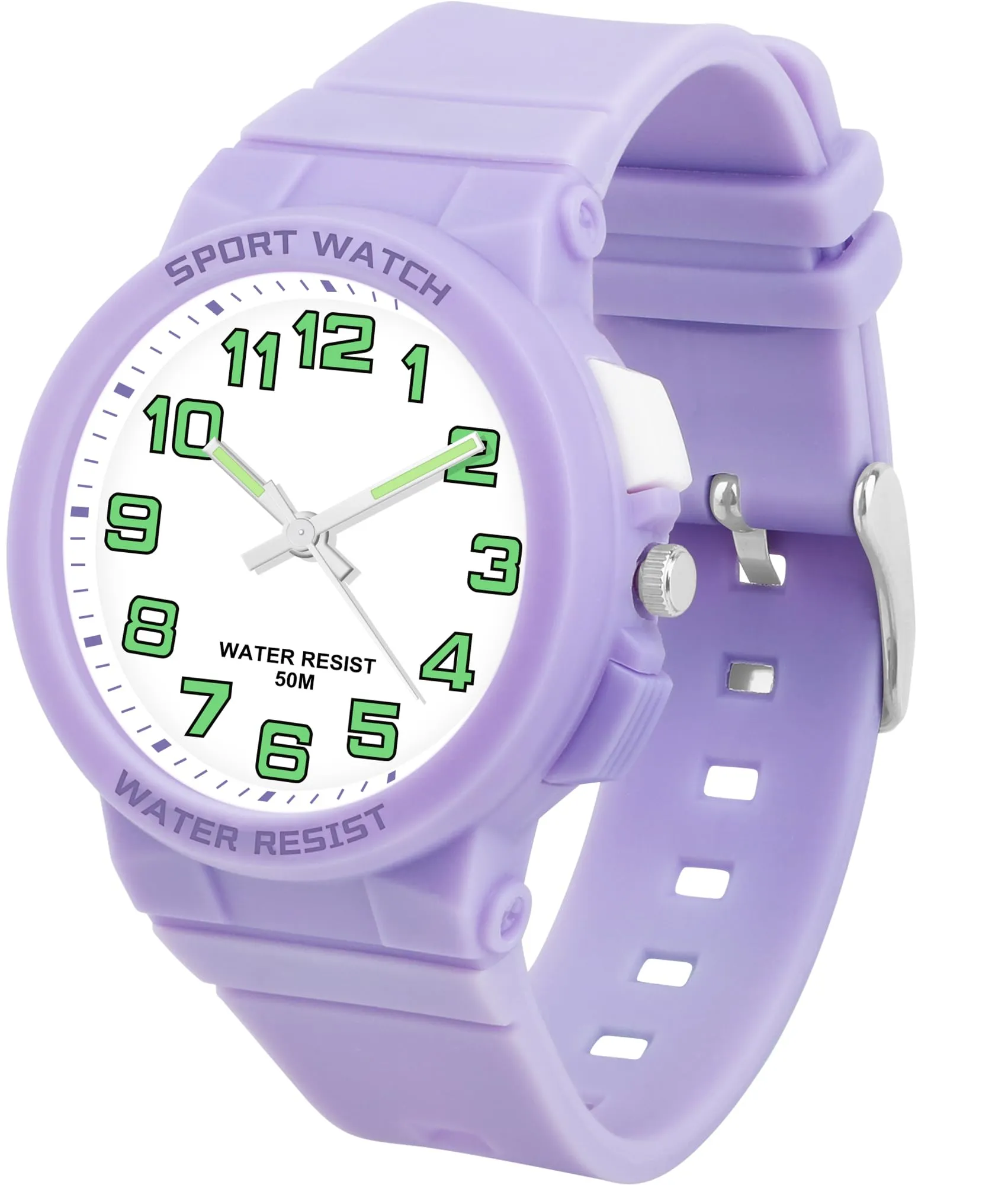 DTKID Orologio Bambini Analogico, Luce Notturna, Facile, 50M (Viola) - immagine 1