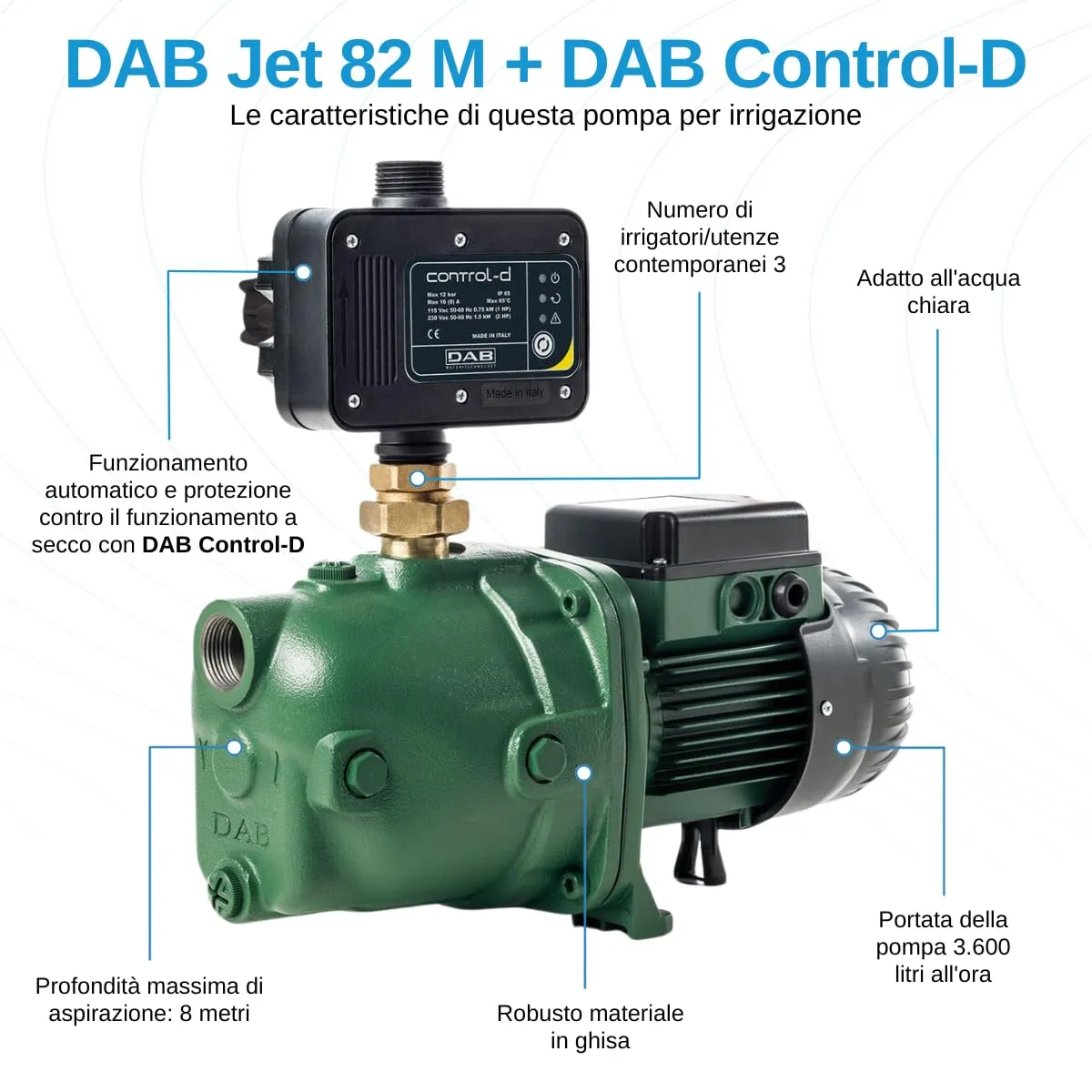 Pompa di pressurizzazione DAB Jet 82 M + DAB Control-D - immagine 3