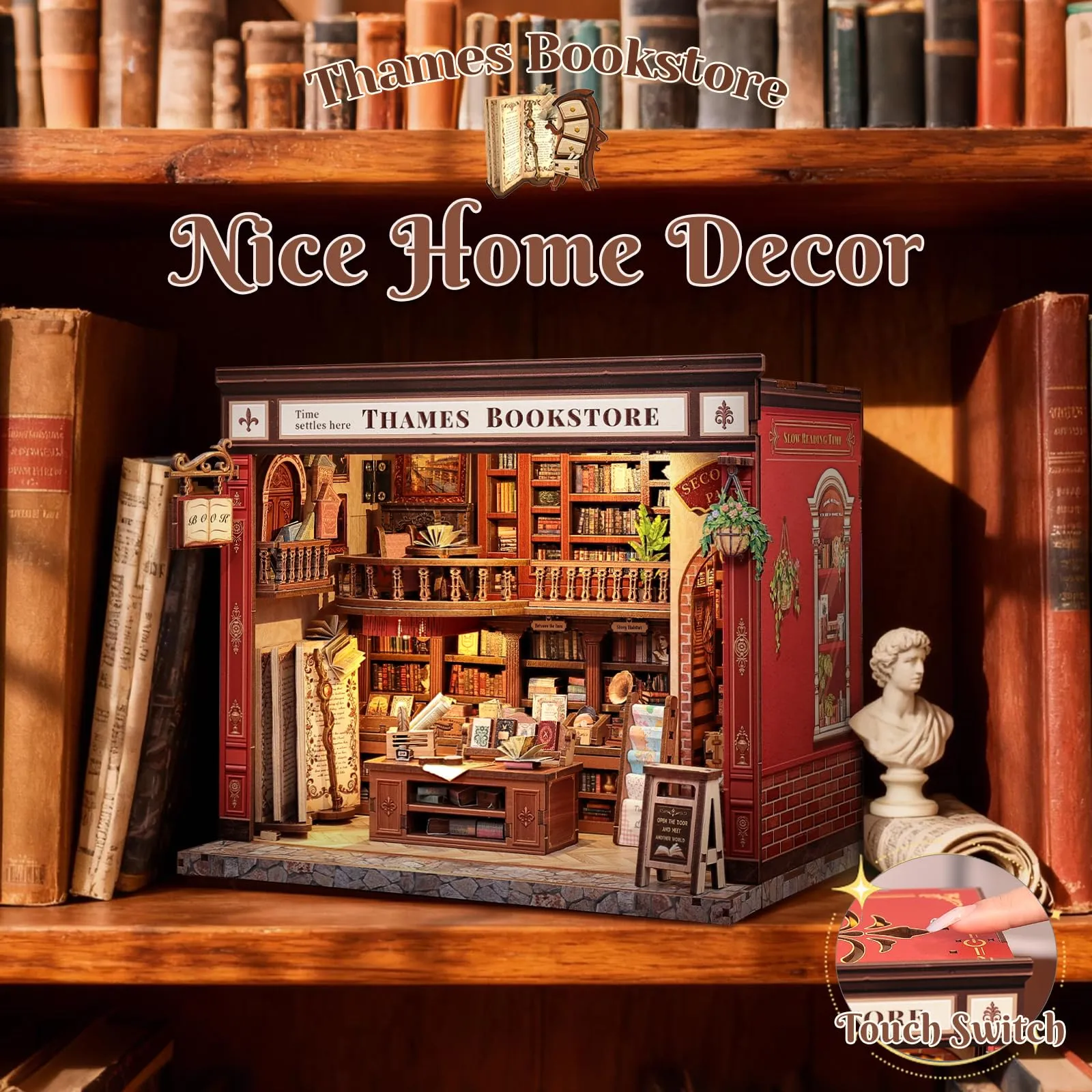 Cutefun Book Nook - Kit DIY casa delle bambole in miniatura, kit per adulti e Decorare per la casa e gli scaffali, il miglior regalo per adolescenti e adulti (THAMES BOOKSTORE) - immagine 2