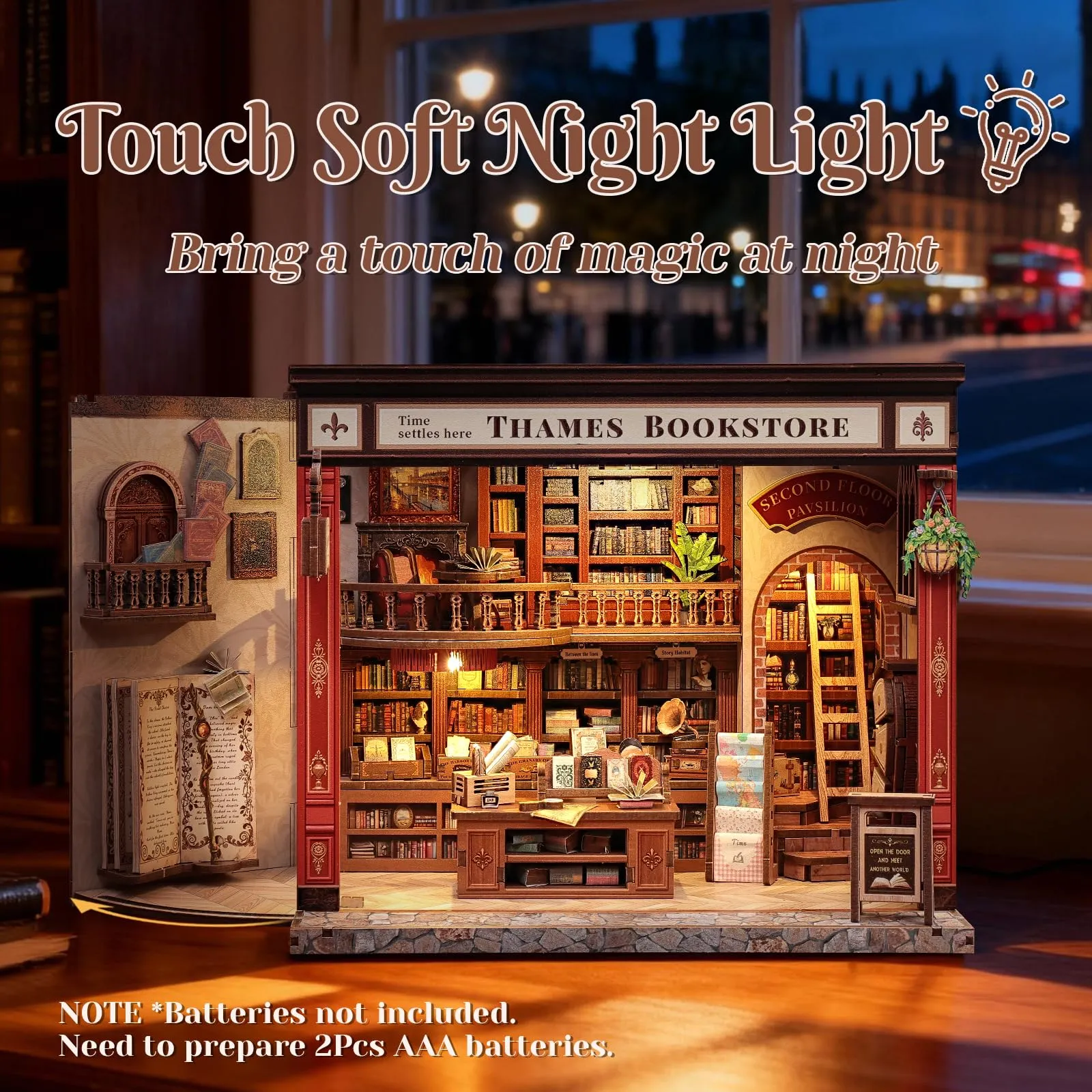 Cutefun Book Nook - Kit DIY casa delle bambole in miniatura, kit per adulti e Decorare per la casa e gli scaffali, il miglior regalo per adolescenti e adulti (THAMES BOOKSTORE) - immagine 4