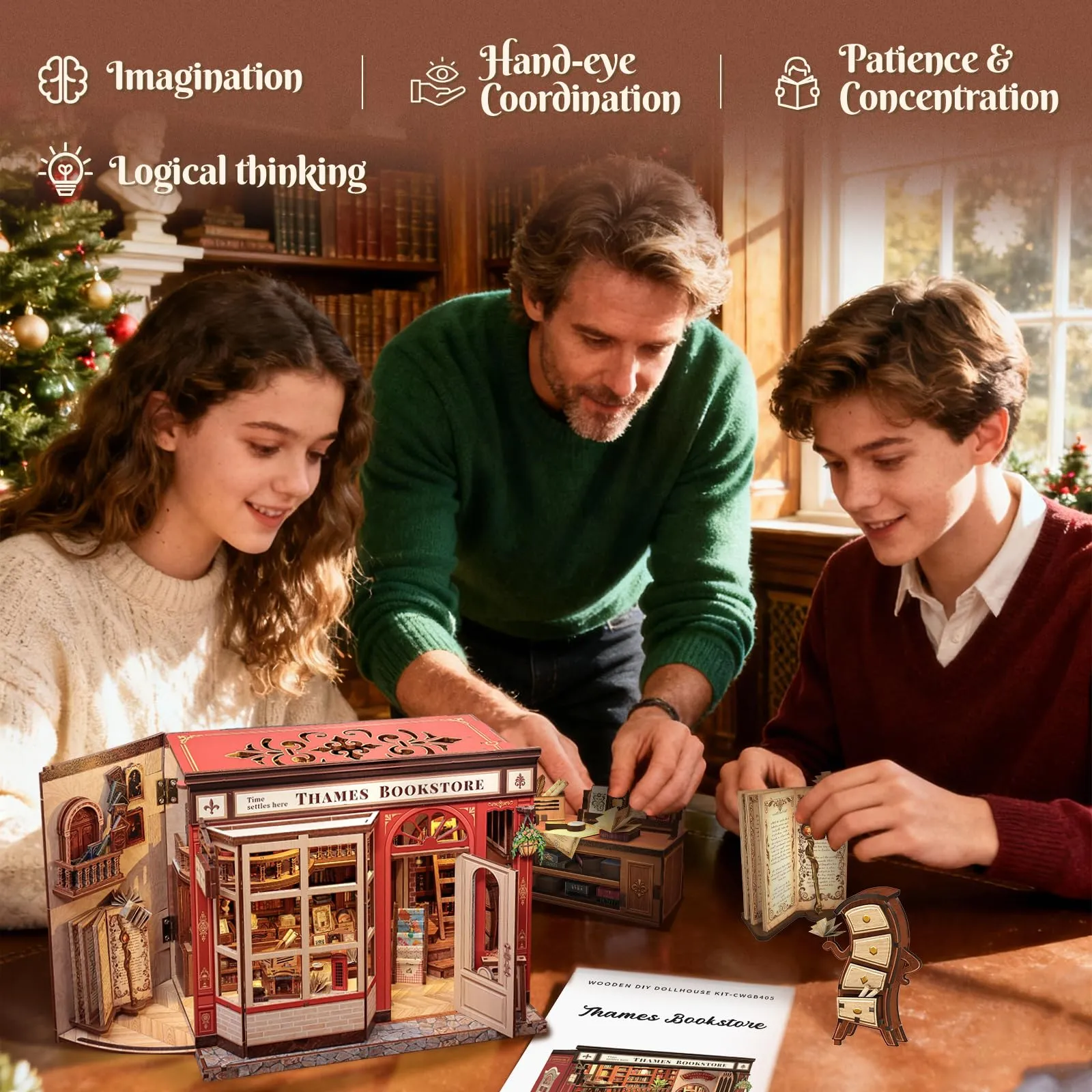Cutefun Book Nook - Kit DIY casa delle bambole in miniatura, kit per adulti e Decorare per la casa e gli scaffali, il miglior regalo per adolescenti e adulti (THAMES BOOKSTORE) - immagine 5
