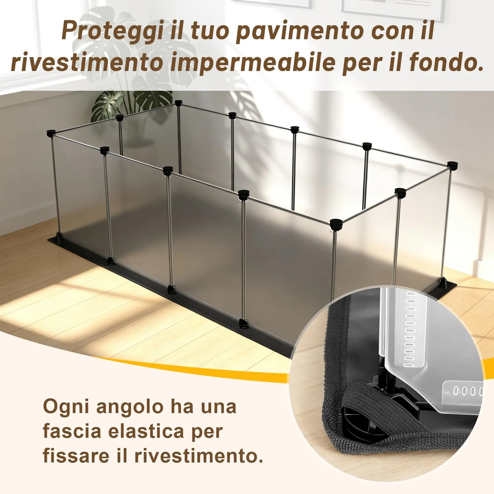 Aystkniet Gabbia per Porcellini Dindia con Fondo Impermeabile, 122 cm x 60 cm x 40 cm, Recinto per Piccoli Animali, Barriera per Animali Domestici per Interno ed Esterno (Transparent) - immagine 3