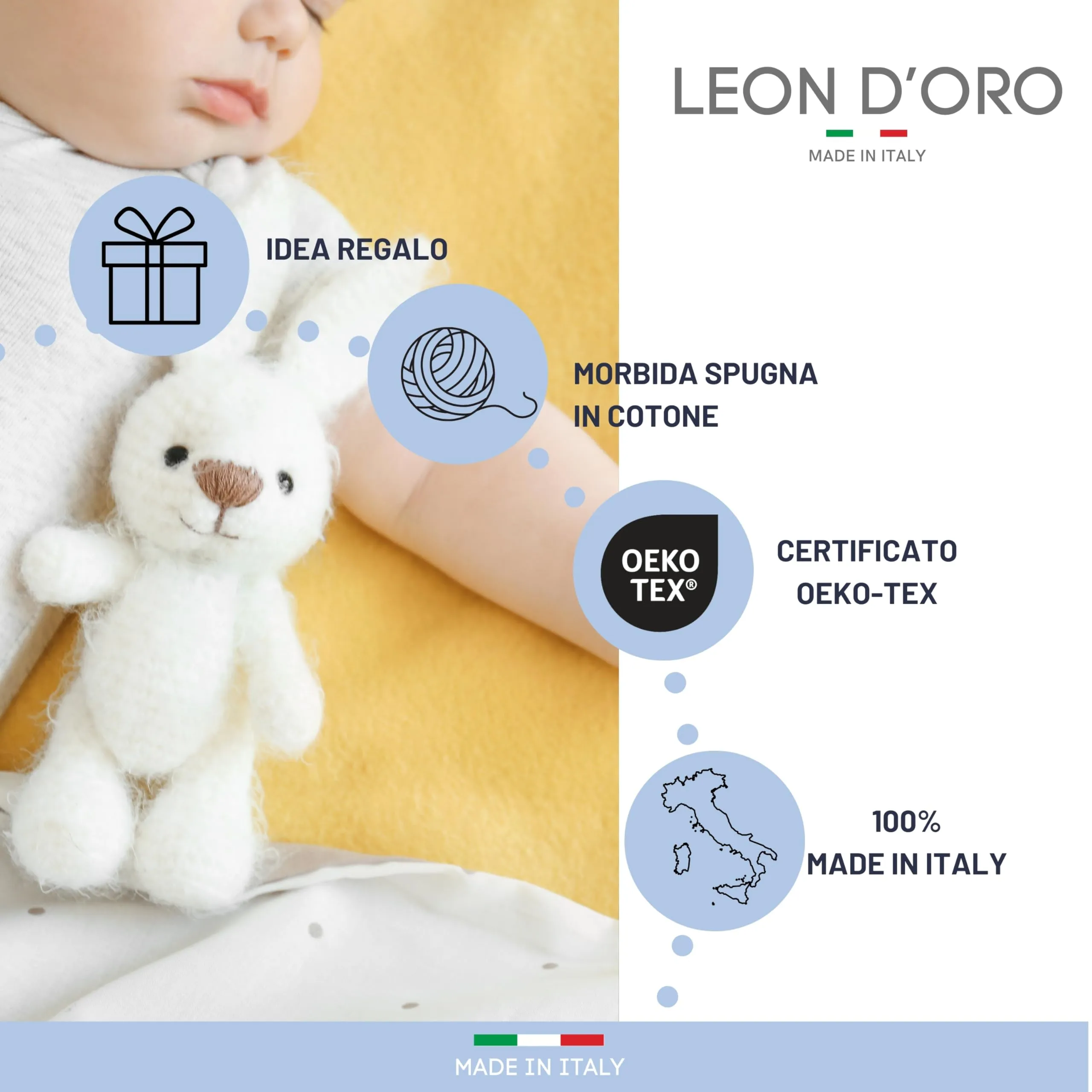 LEON D'ORO Calze Neonato Calzino Regalo Scarpine Babbucce bambini Primi Mesi Taglia Unica Made in Italy (IT, Età, Taglia unica, ASS2 neonato 3 PAIA) - immagine 5