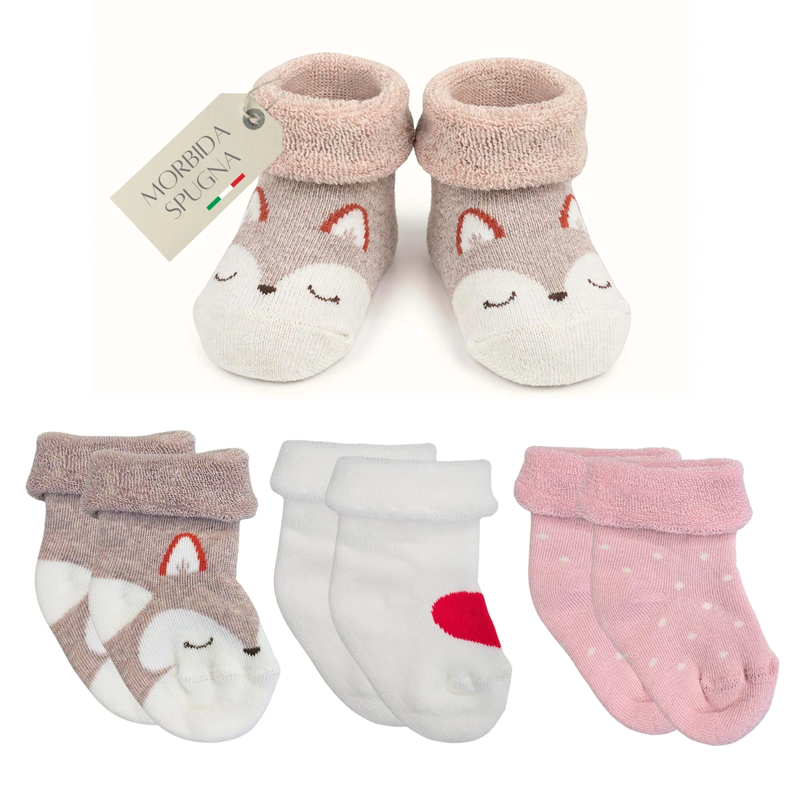 LEON D'ORO Calze Neonato Calzino Regalo Scarpine Babbucce bambini Primi Mesi Taglia Unica Made in Italy (IT, Età, Taglia unica, ASS2 neonata 3 PAIA) - immagine 1
