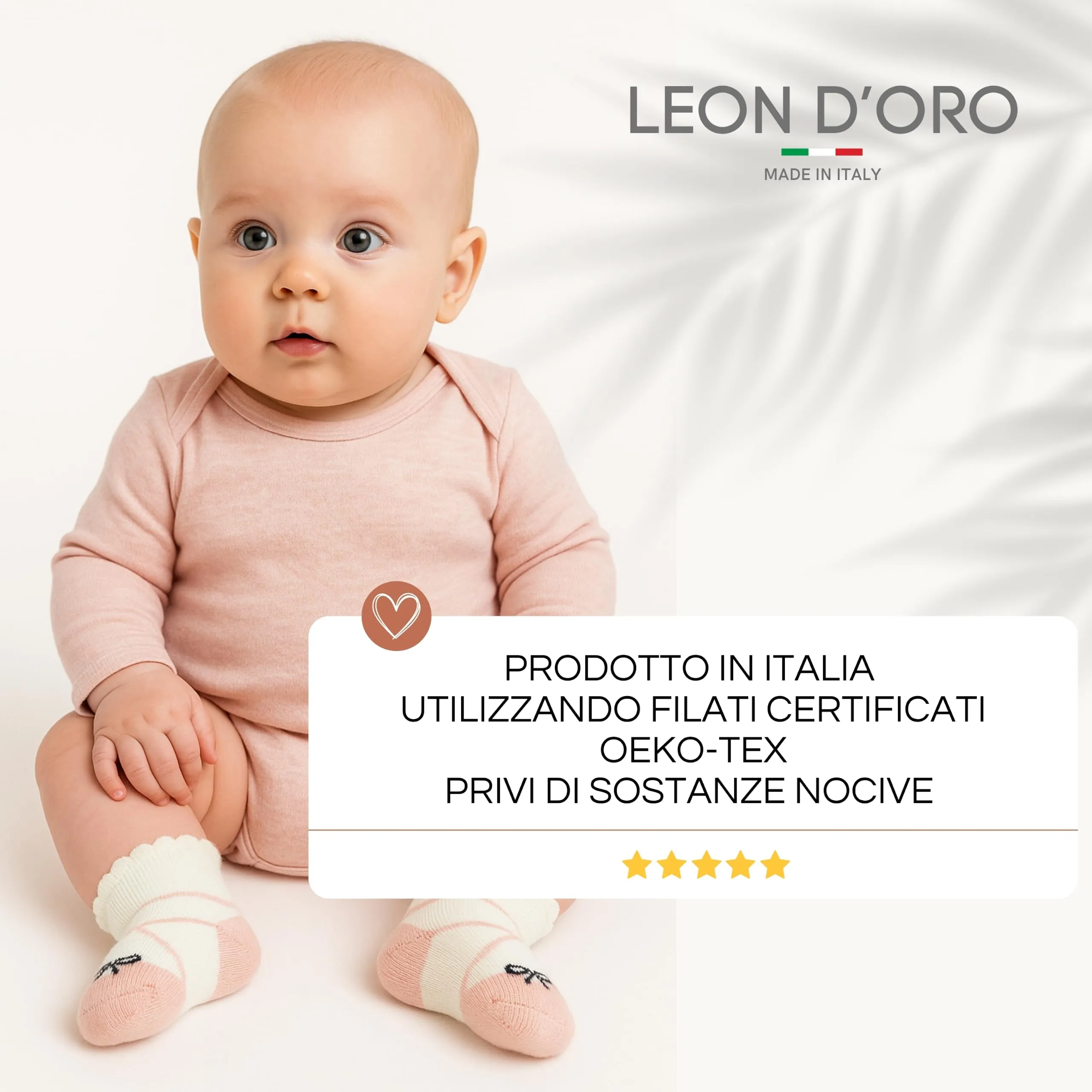 LEON D'ORO Calze Neonato Calzino Regalo Scarpine Babbucce bambini Primi Mesi Taglia Unica Made in Italy (IT, Età, Taglia unica, ASS2 neonata 3 PAIA) - immagine 3
