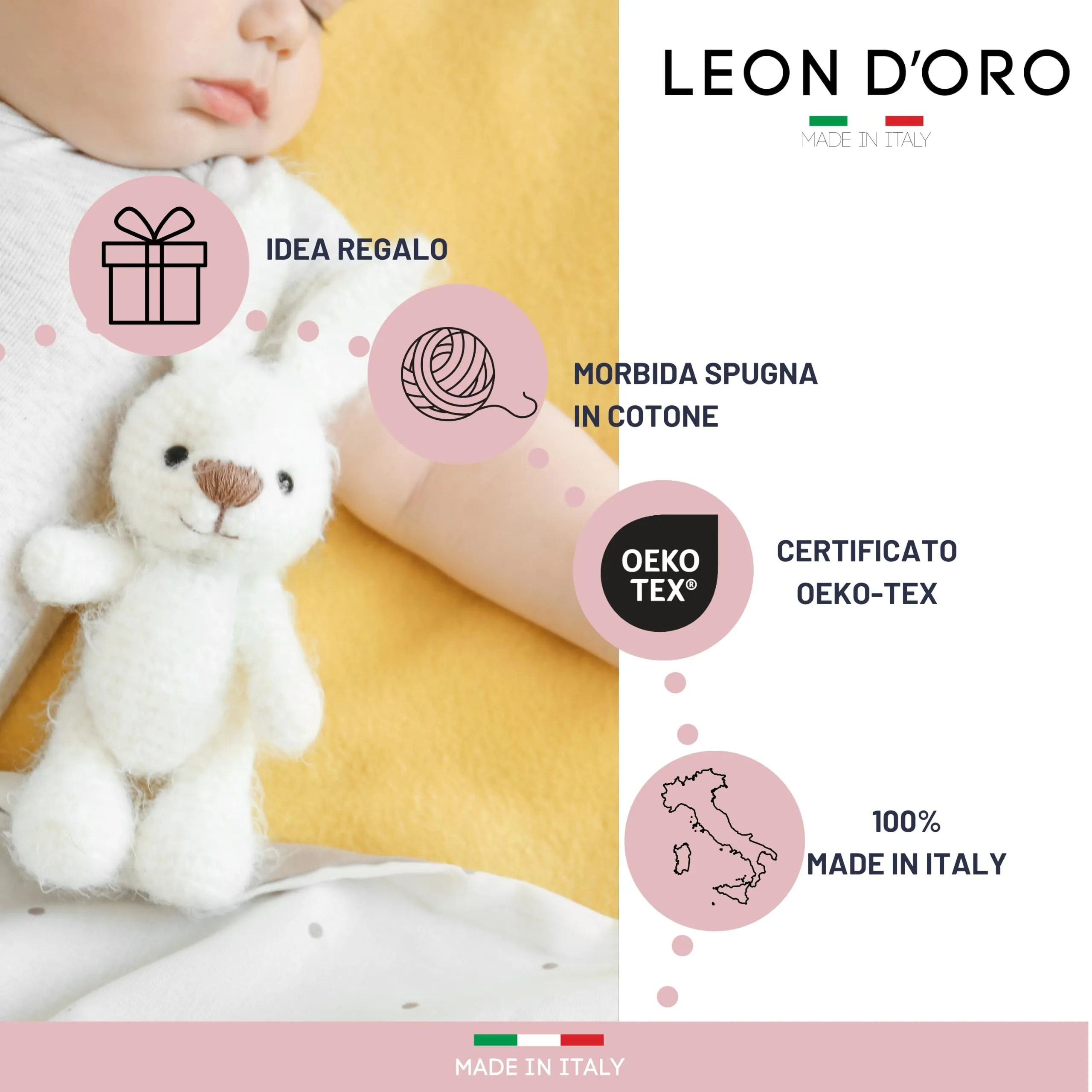 LEON D'ORO Calze Neonato Calzino Regalo Scarpine Babbucce bambini Primi Mesi Taglia Unica Made in Italy (IT, Età, Taglia unica, ASS2 neonata 3 PAIA) - immagine 5