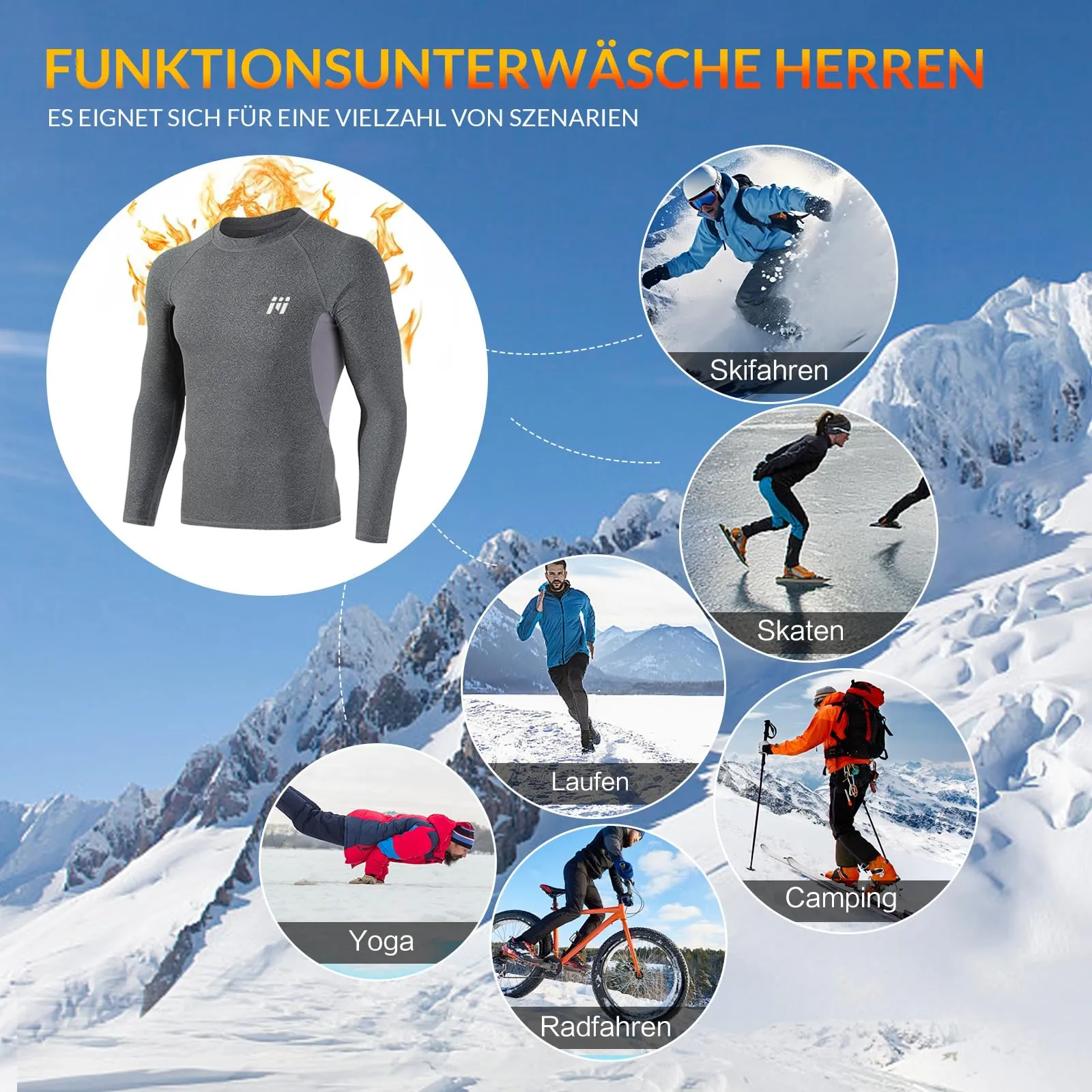 MEETWEE Maglia Termica Uomo, Maglia a Manica Lunga Compression Maglietta Biancheria Intima Sport T-Shirt Baselayer da Corsa Ciclismo Fitness - immagine 6