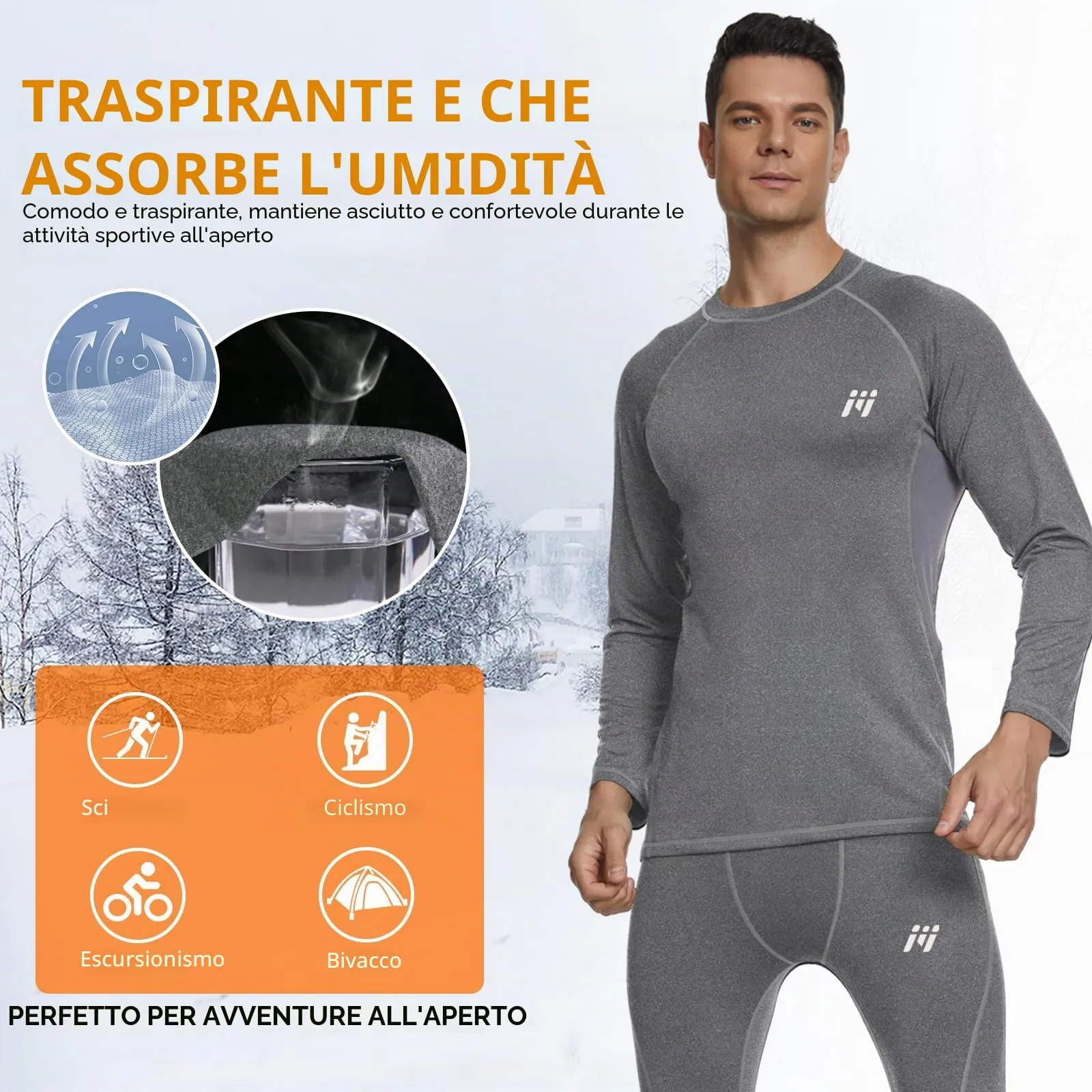 MEETWEE Maglia Termica Uomo, Maglia a Manica Lunga Compression Maglietta Biancheria Intima Sport T-Shirt Baselayer da Corsa Ciclismo Fitness - immagine 2