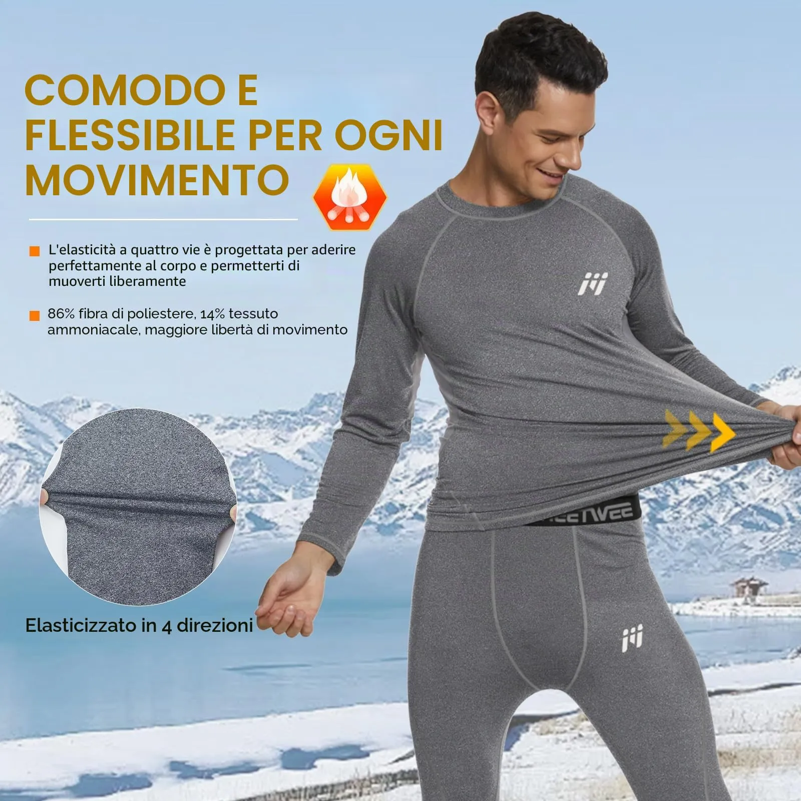 MEETWEE Maglia Termica Uomo, Maglia a Manica Lunga Compression Maglietta Biancheria Intima Sport T-Shirt Baselayer da Corsa Ciclismo Fitness - immagine 4