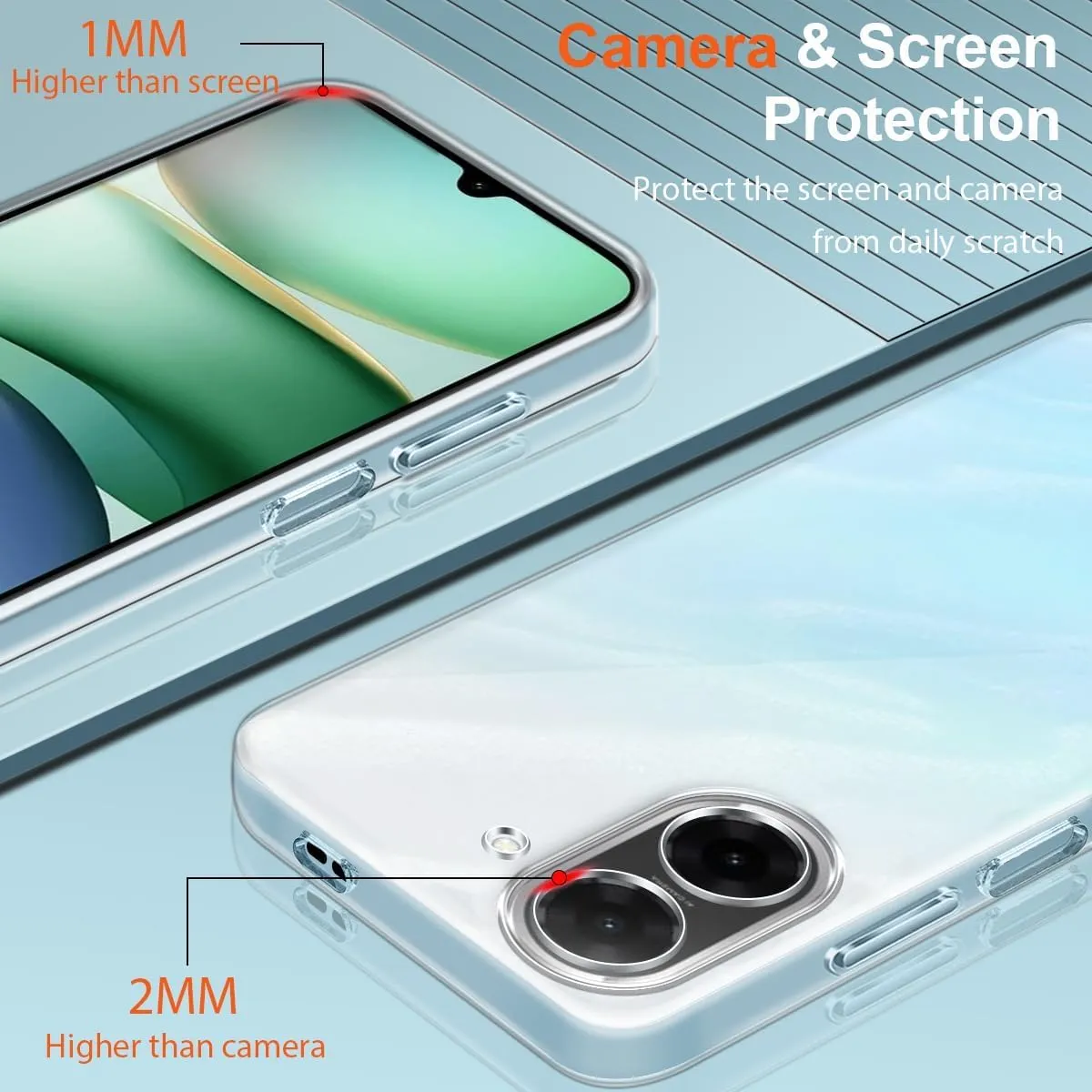 Captor Cover Xiaomi Redmi A5 4G, Custodia Trasparente in Silicone Morbido, Sottile, Anti-Graffio, Protezione Fotocamera, Anti-Ingiallimento, Flessibile e Resistente per Cover Redmi A5 4G - immagine 2