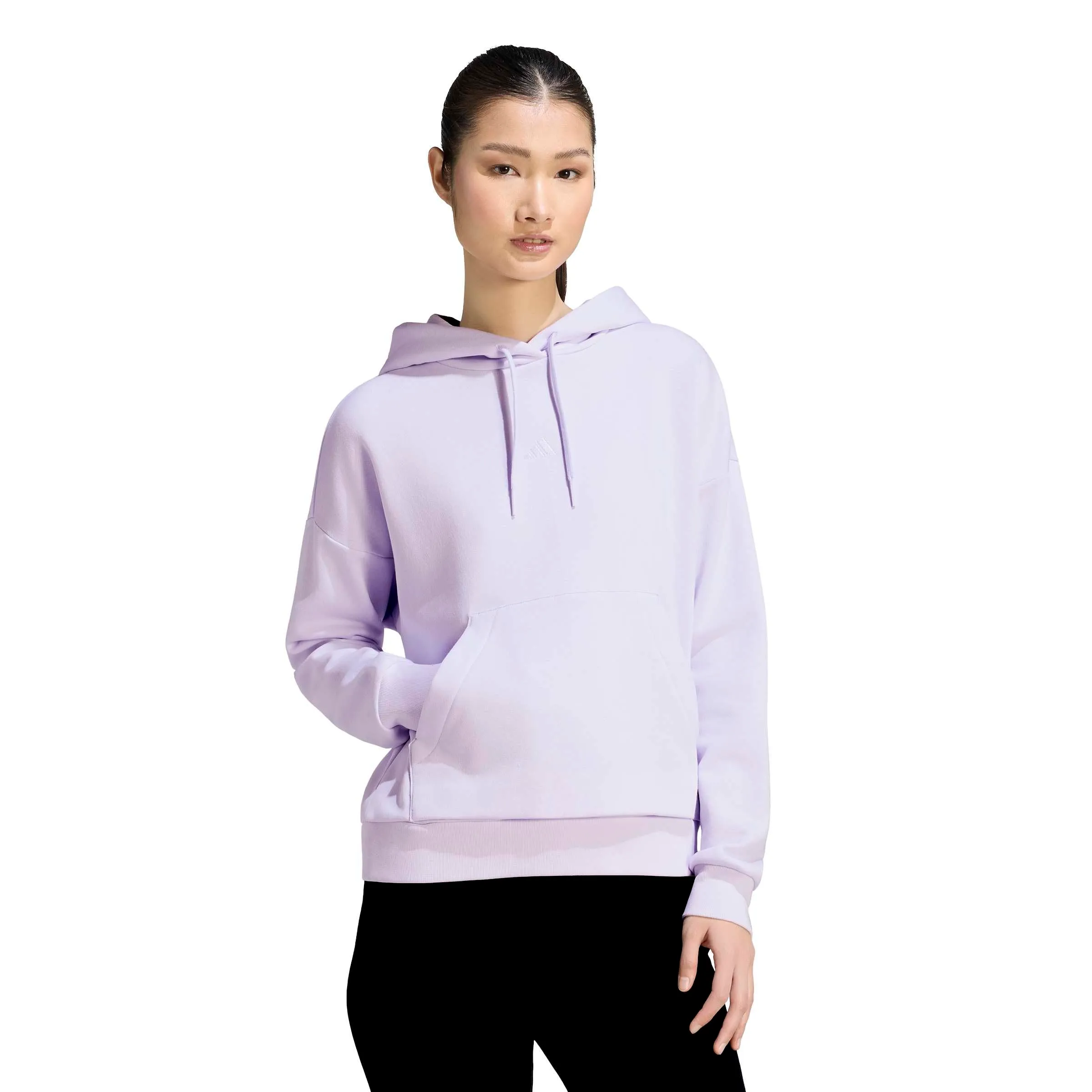 adidas Donna Essentials Small Logo Feel Cozy Hoodie Sweatshirt, Frozen Purple/White, XS - immagine 3
