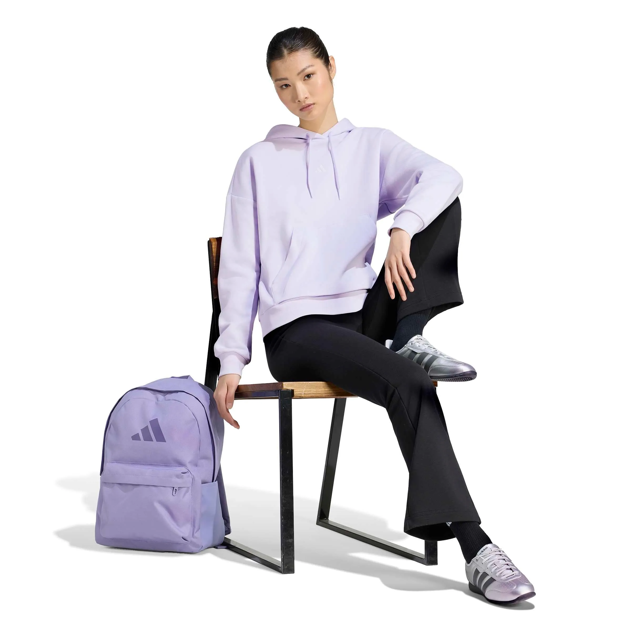 adidas Donna Essentials Small Logo Feel Cozy Hoodie Sweatshirt, Frozen Purple/White, XS - immagine 6