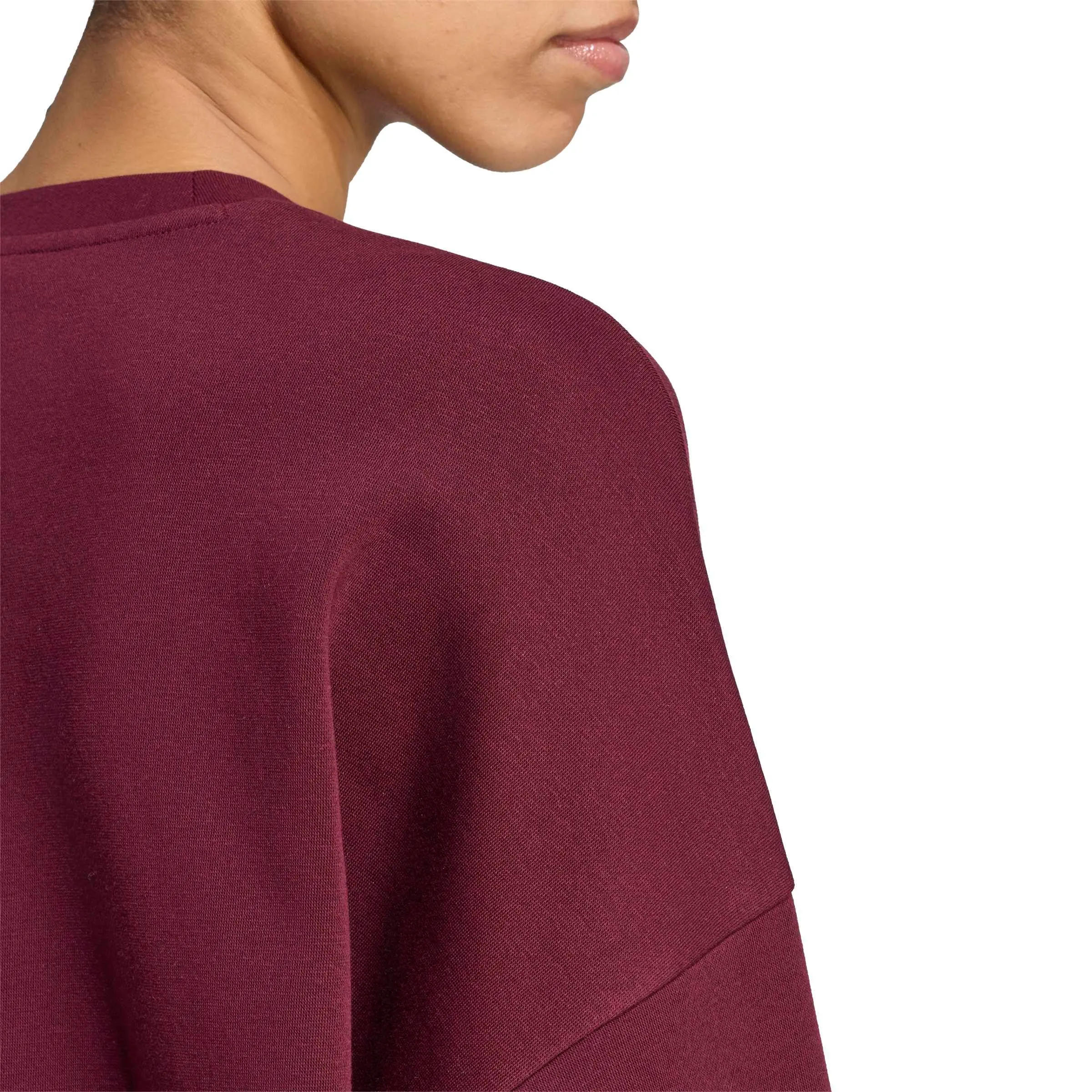 adidas Donna Essentials Small Logo Feel Cozy Relaxed Fit Sweatshirt, Maroon/White, M - immagine 5