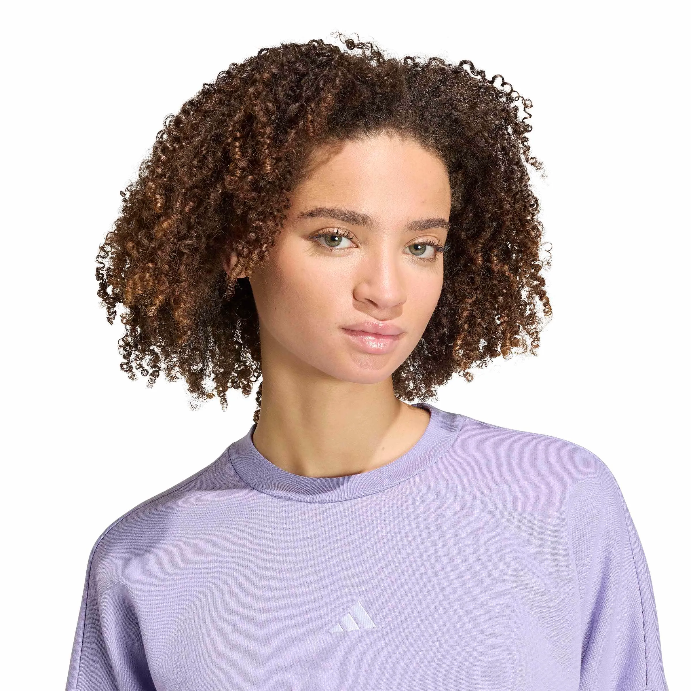 adidas Donna Essentials Small Logo Feel Cozy Relaxed Fit Sweatshirt, Magic Lilac/White, XXL - immagine 3