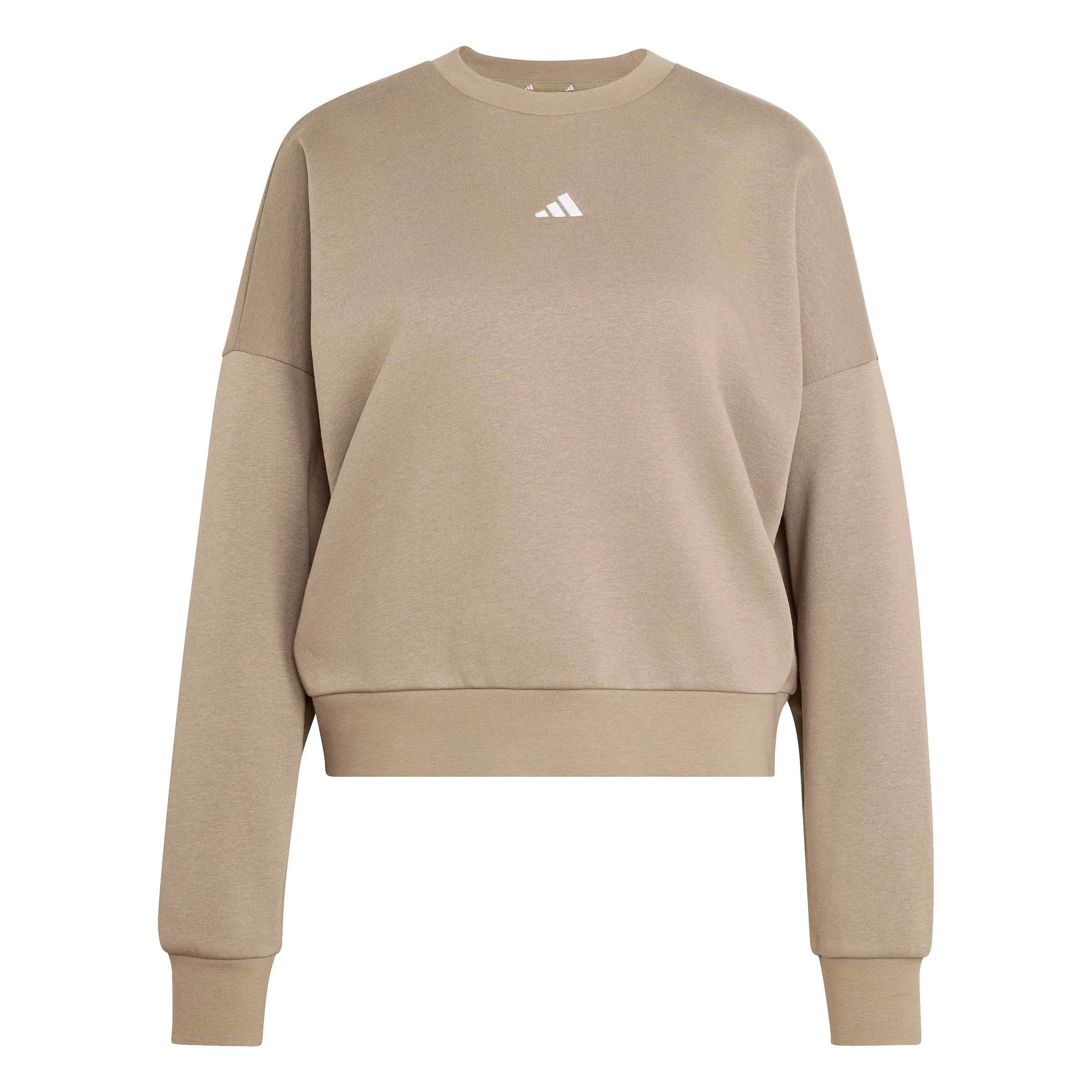 adidas Donna Essentials Small Logo Feel Cozy Relaxed Fit Sweatshirt, Khaki Six/White, L - immagine 1