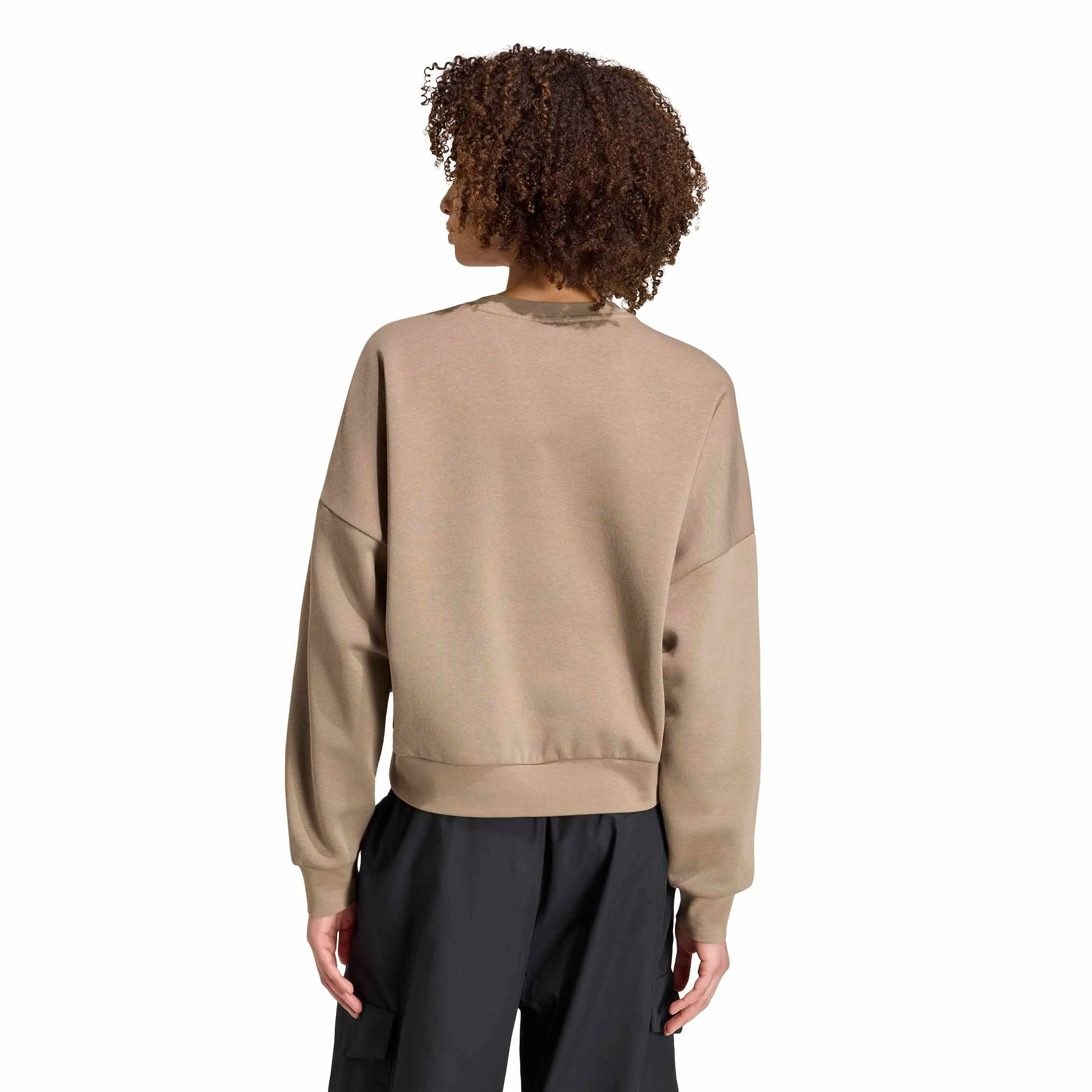 adidas Donna Essentials Small Logo Feel Cozy Relaxed Fit Sweatshirt, Khaki Six/White, L - immagine 2