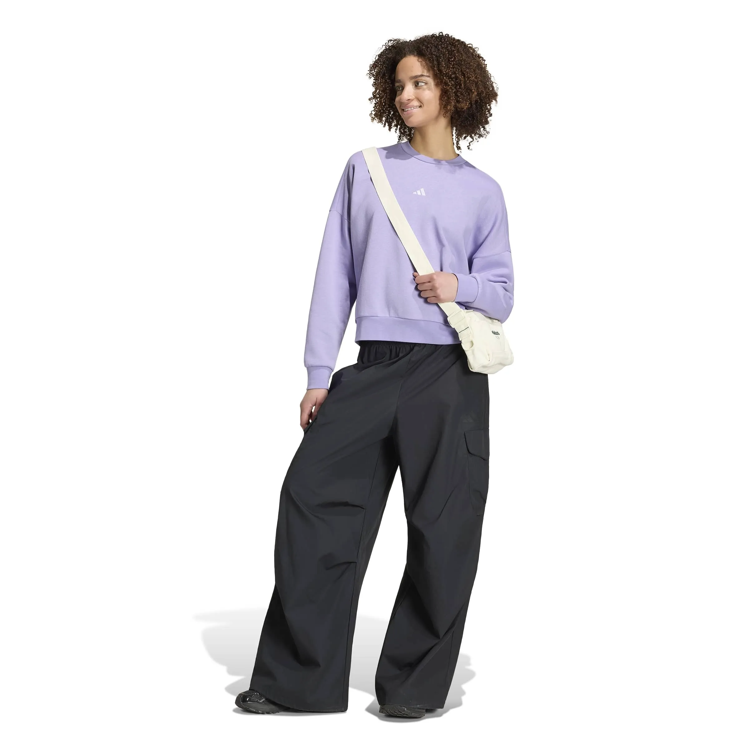 adidas Donna Essentials Small Logo Feel Cozy Relaxed Fit Sweatshirt, Magic Lilac/White, XXS - immagine 6