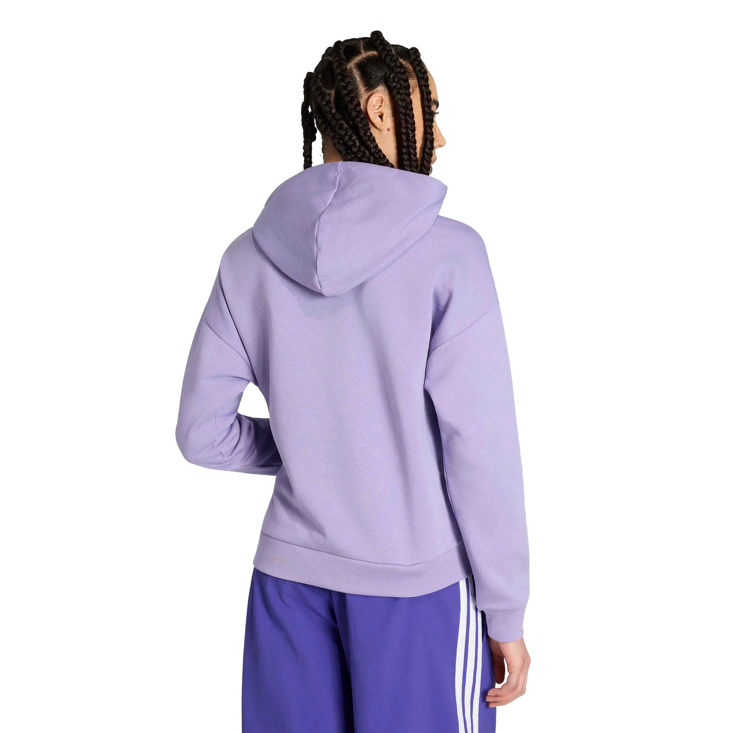 adidas Donna Essentials Small Logo Feel Cozy Hoodie Sweatshirt, Magic Lilac/White, M - immagine 4